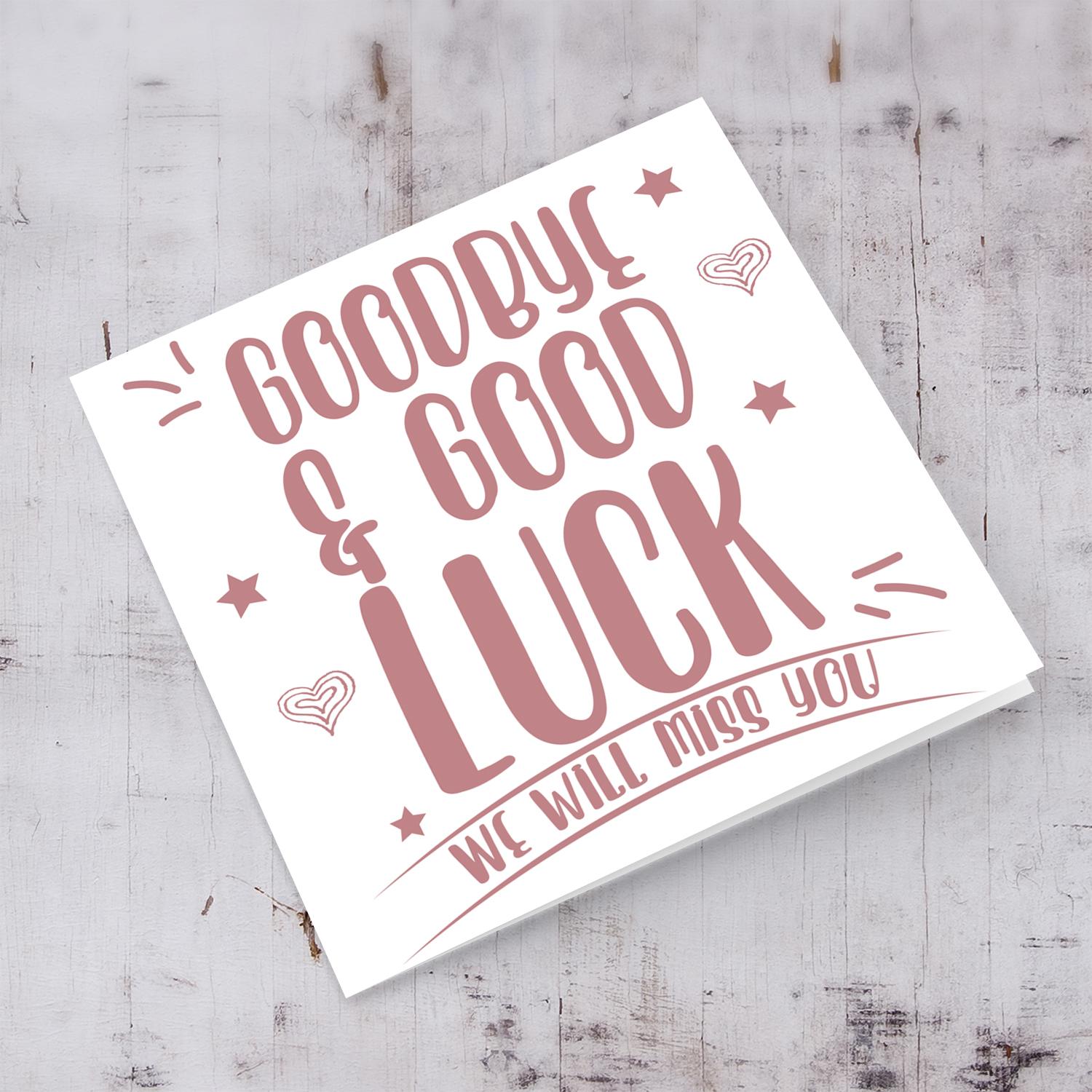 Goodbye and good luck card - Farewell / Retirement - in dark pink shade in English