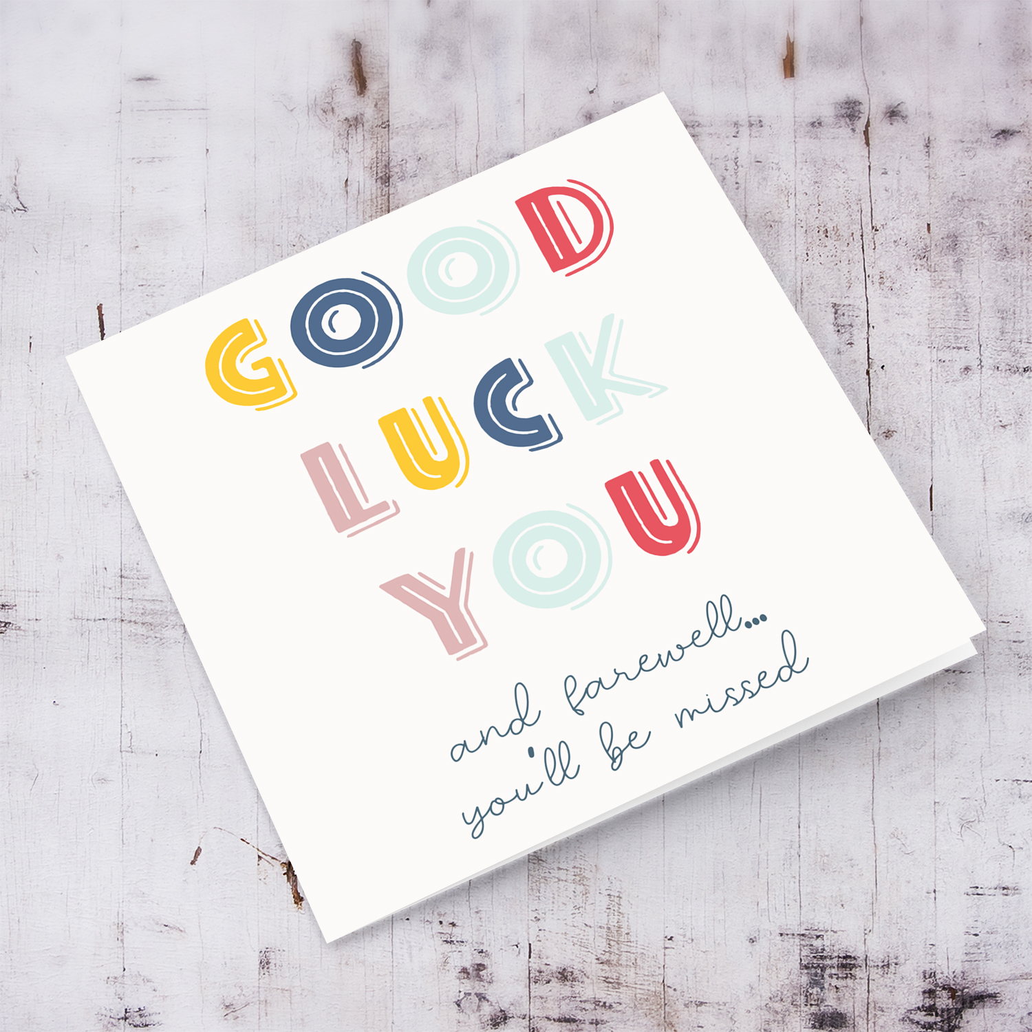 A colourful good luck and farawell card in English