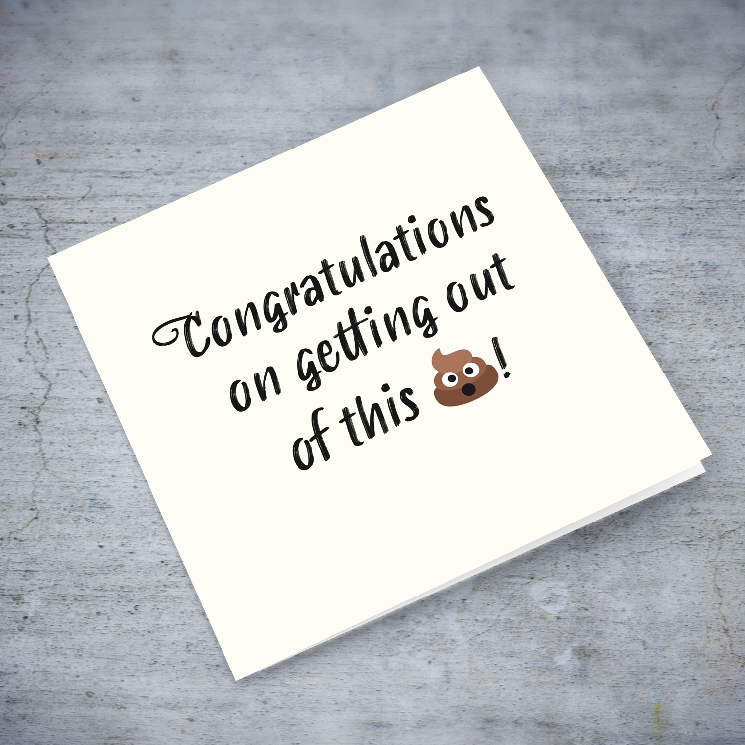 Funny farewell card - Congratulations on getting out of this emoji in English