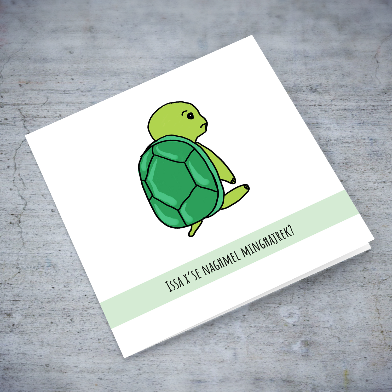 Sad turtle farewell card - What am I going to do without you? in Maltese