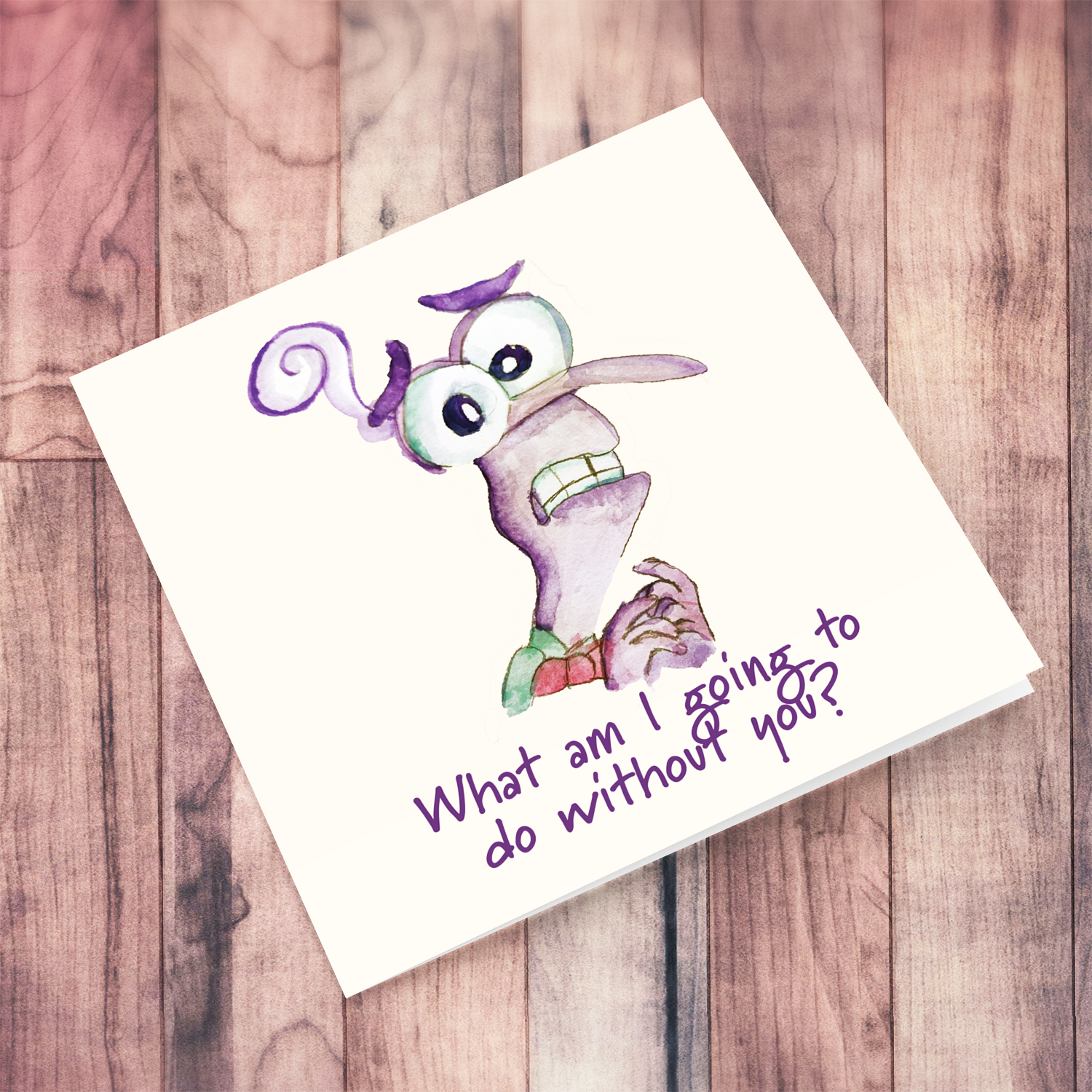 Inside Out Movie - Fear Character farwell card in English (painted by Elle Mamo)