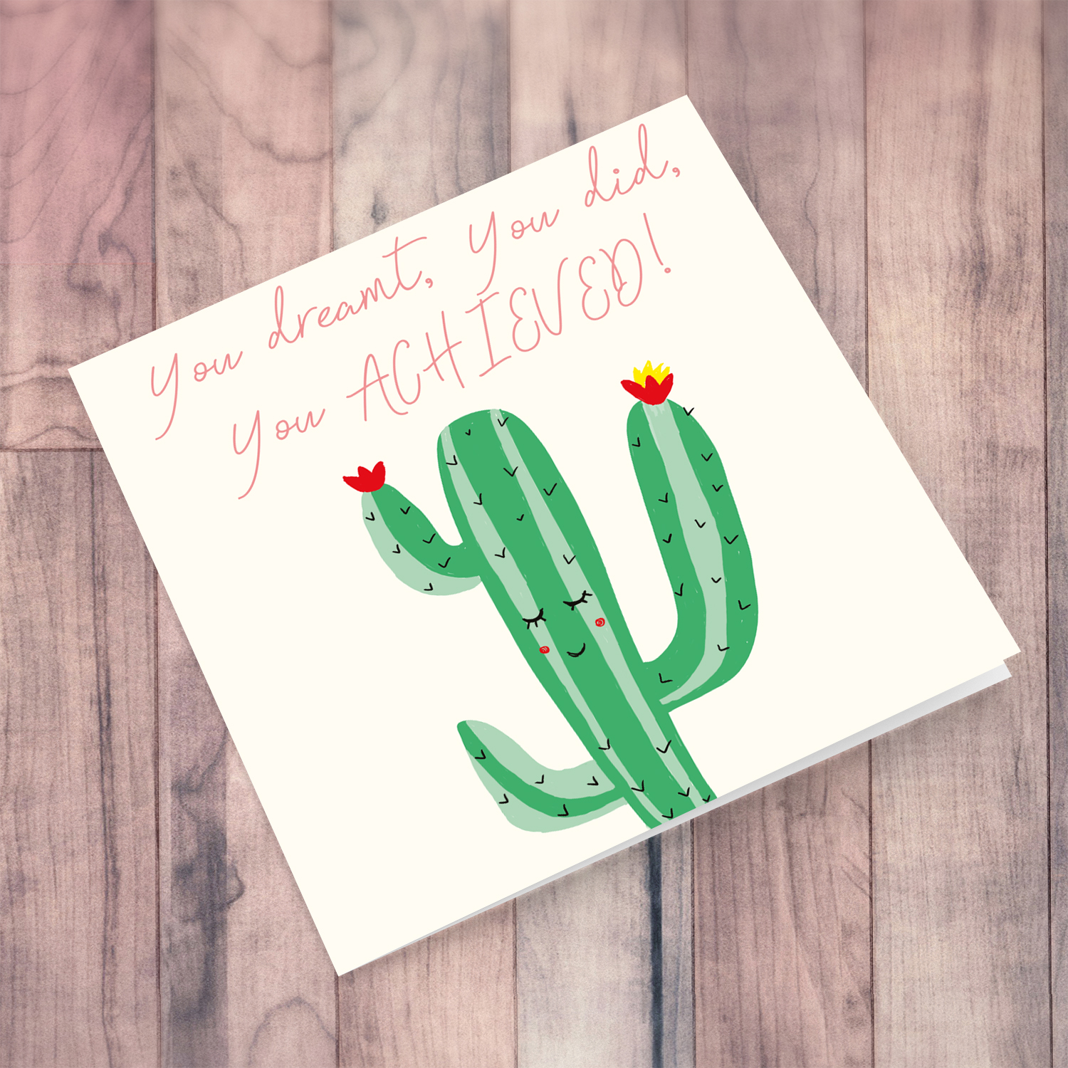 Cactus themed Graduation card in English