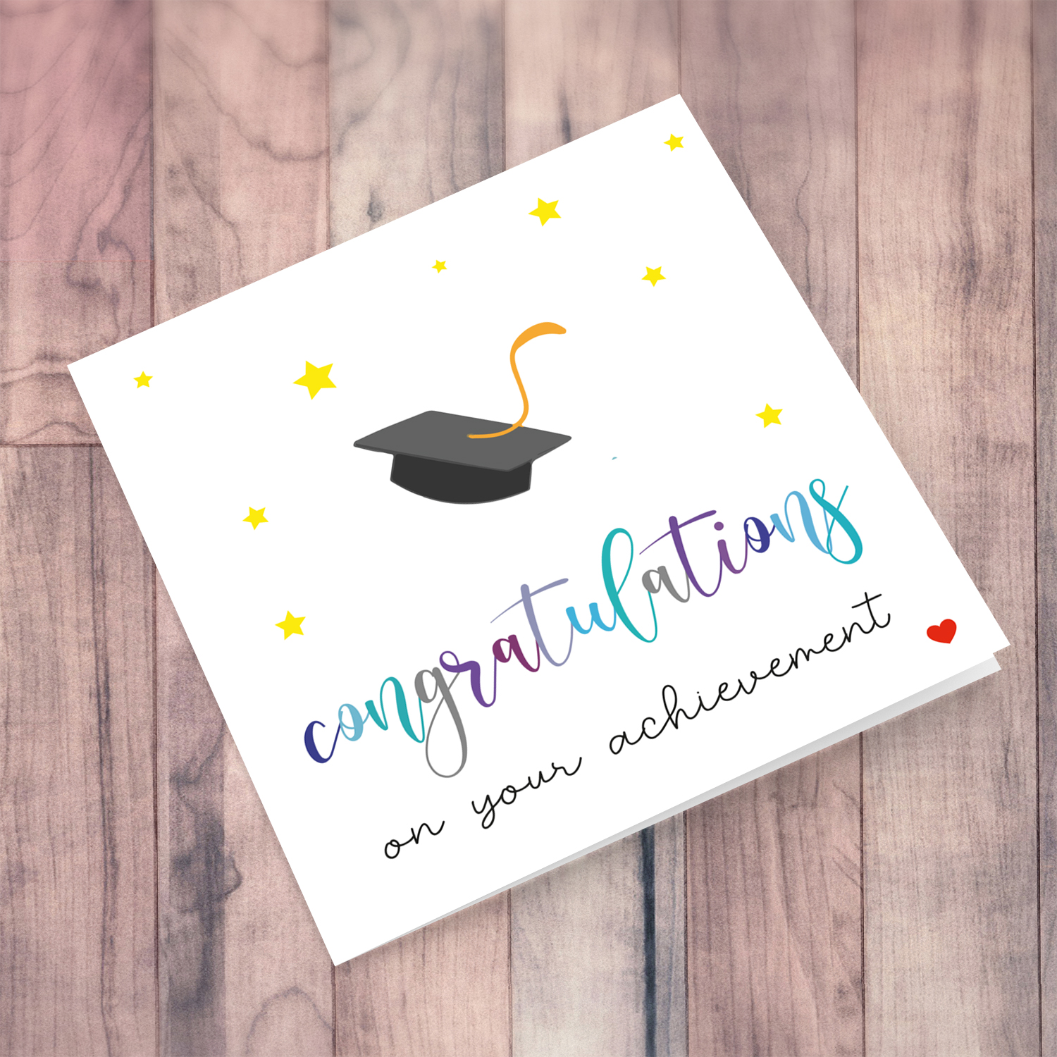 Colourful Text Graduation Card with Scattered Stars in English (unisex)