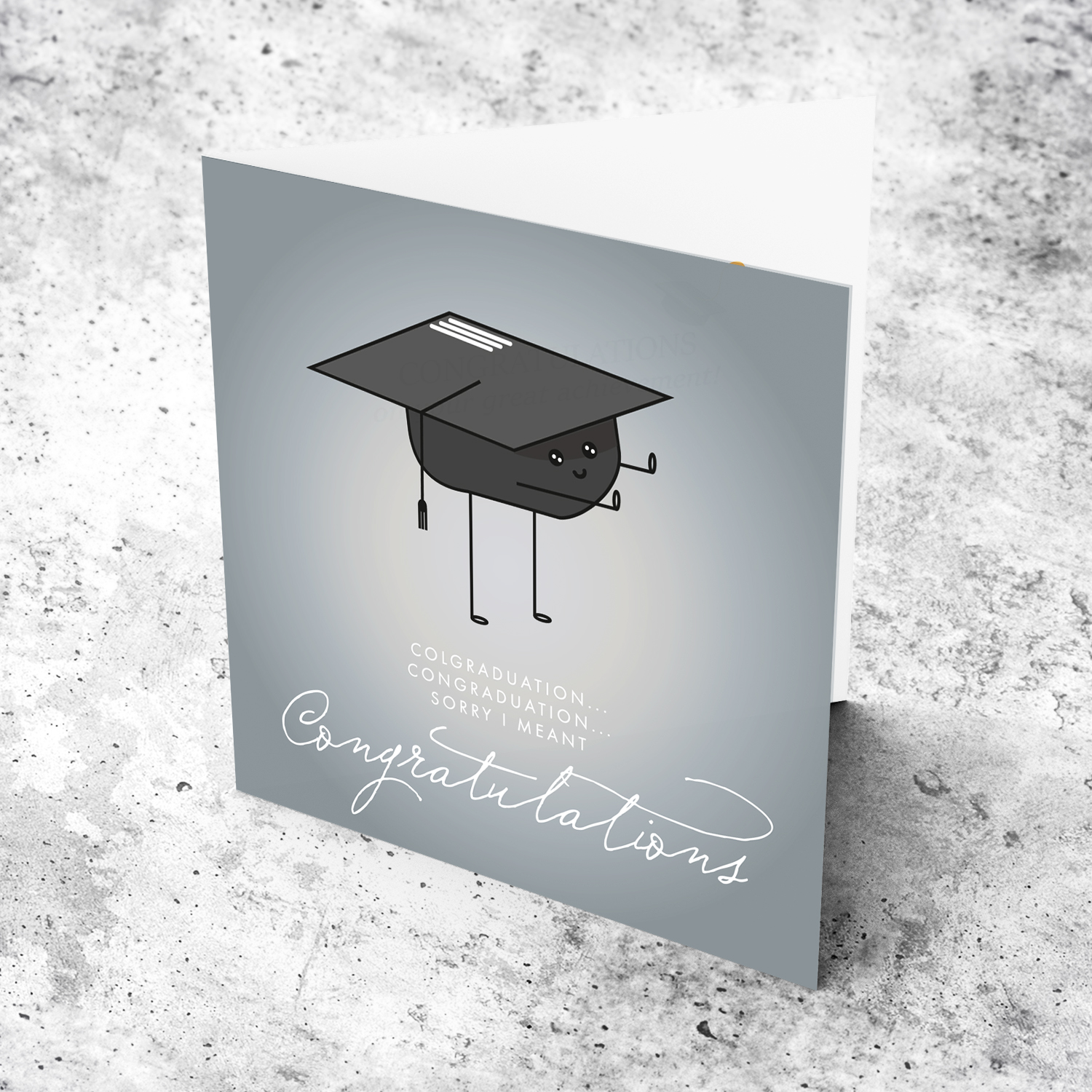 Funny illustration graduation card in English (unisex)