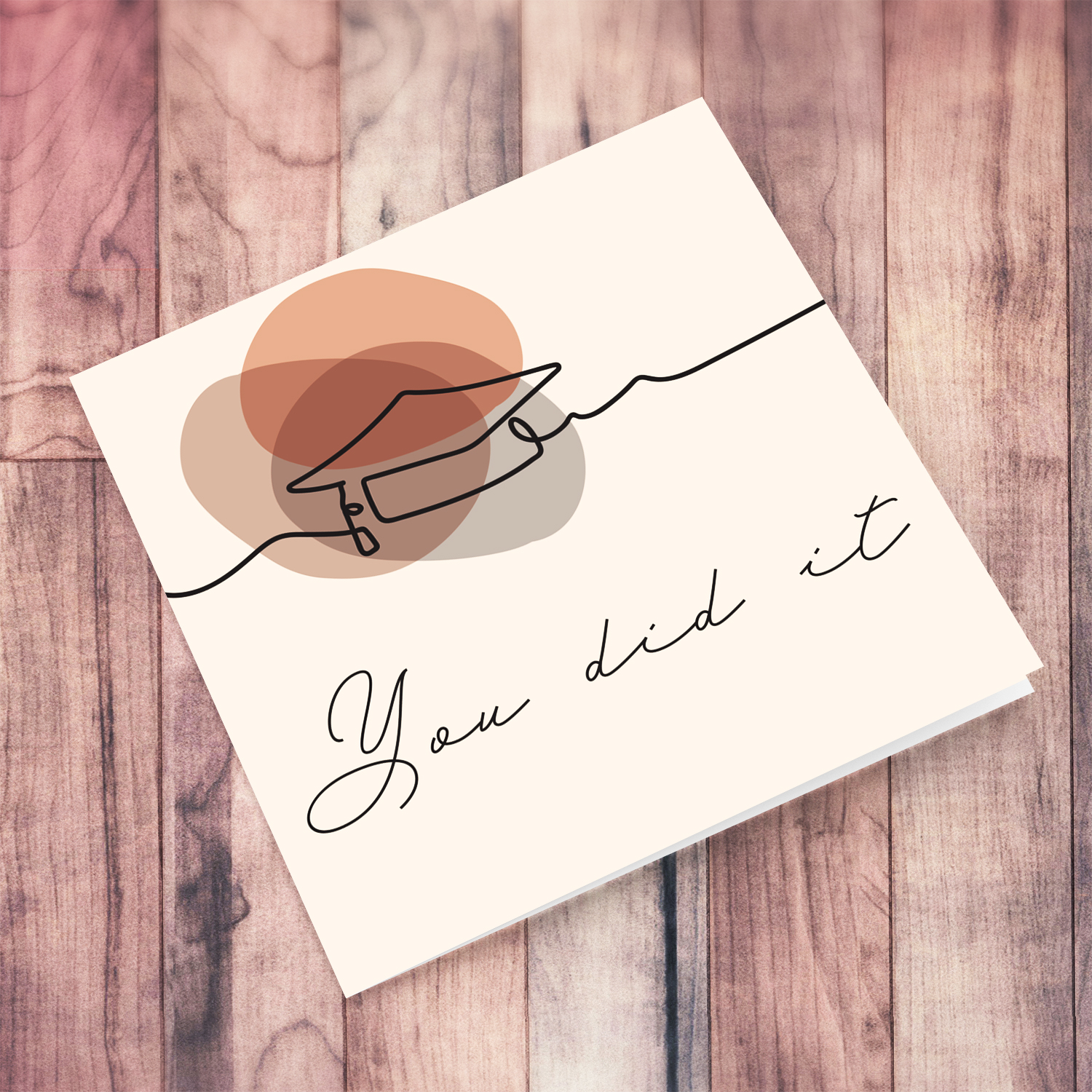 Modern line art graduation card - you did it in English (neutral & unisex)