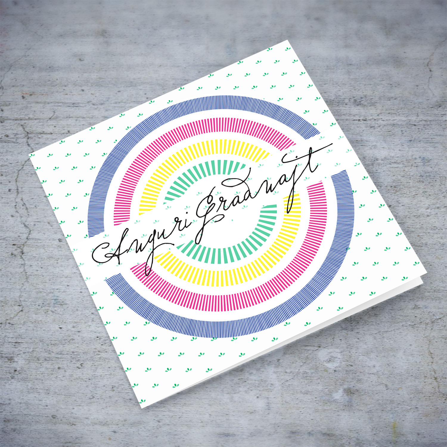 Colourful circle themed graduation card in Maltese