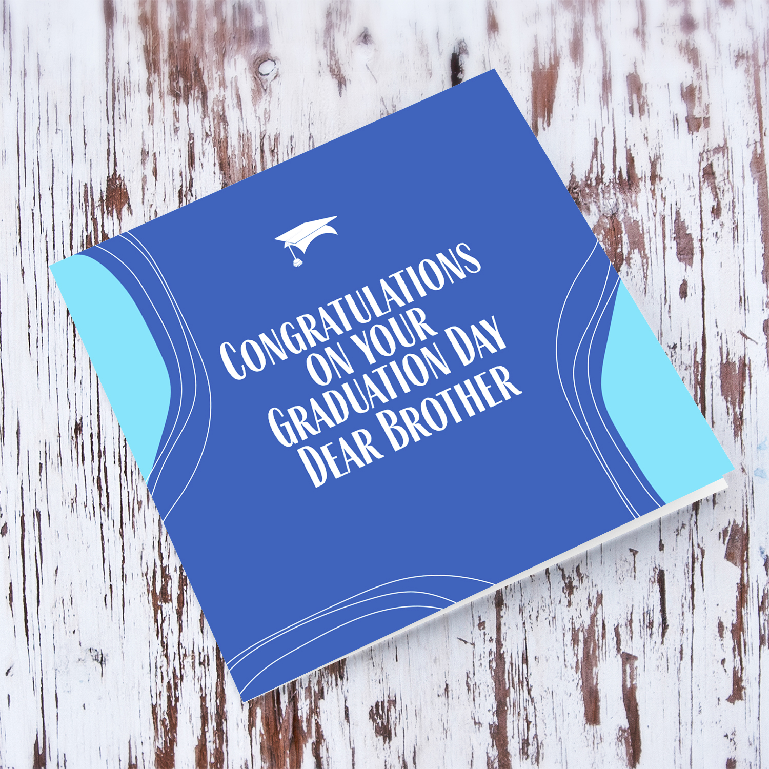 Modern background in blue background and graduation hat for brother in English