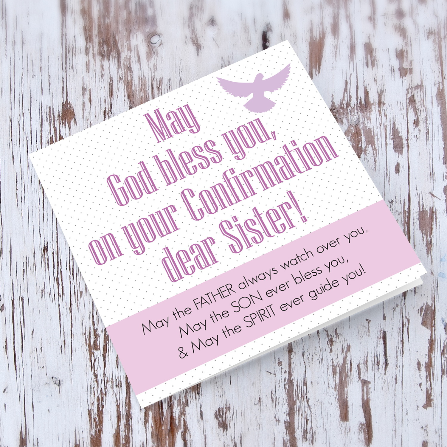 Sister - Confirmation card for Sister in pink tones (English)