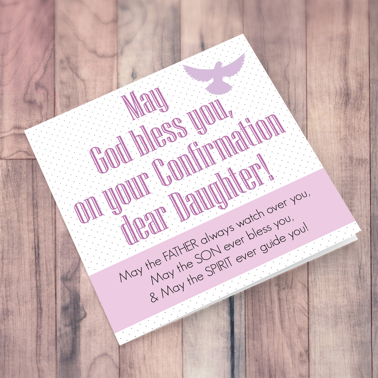 Daughter - Confirmation card for Daughter in pink tones (English)
