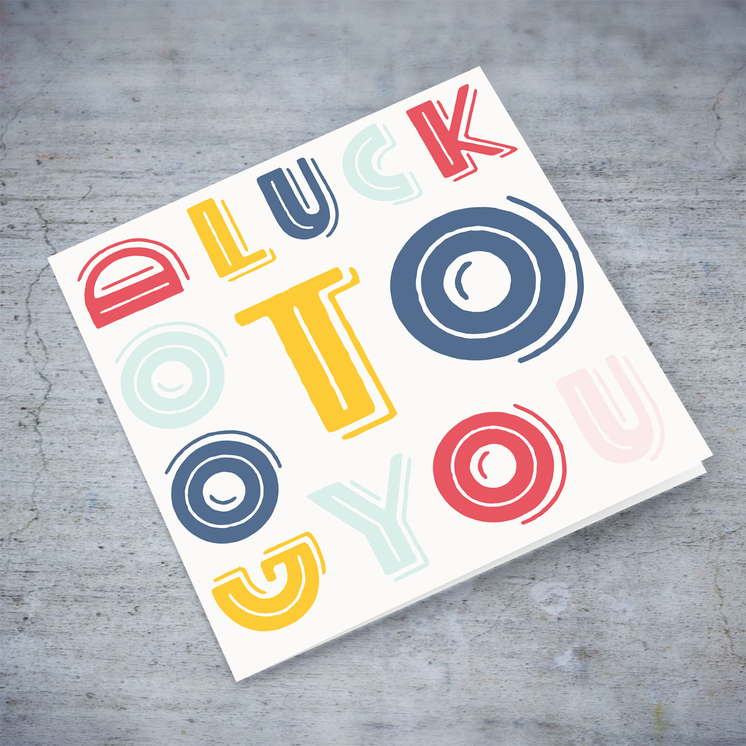 A colourful and fun open neutral good luck card in English