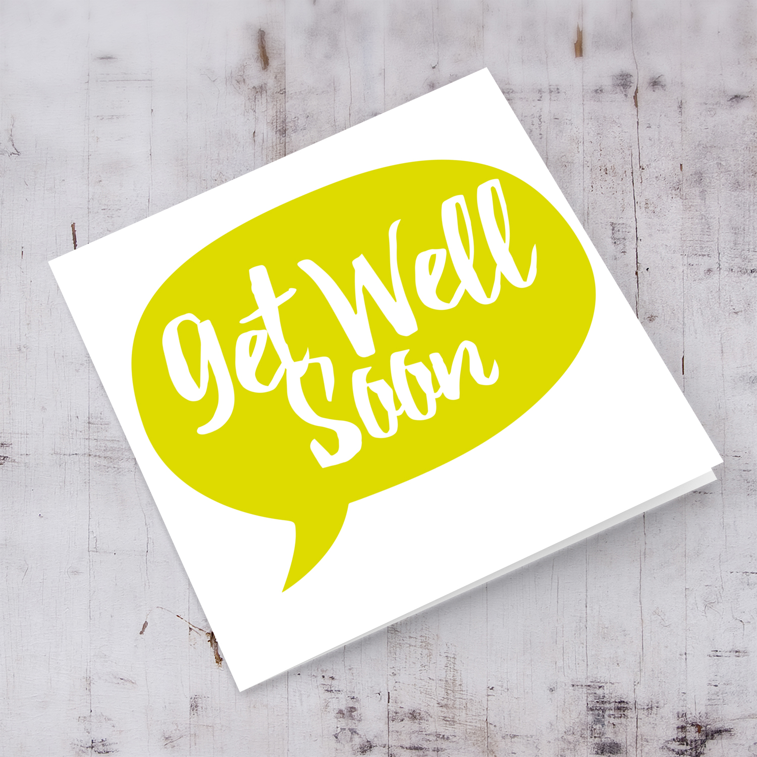 Yellow Speech bubble themed Get Well Soon Card in English