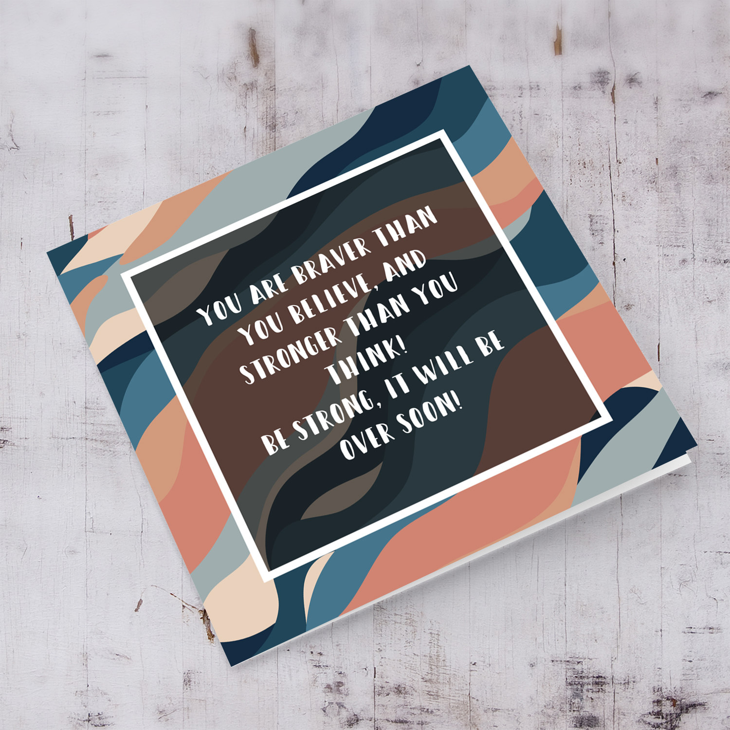 Positive and encouragement card in English with modern wavy background