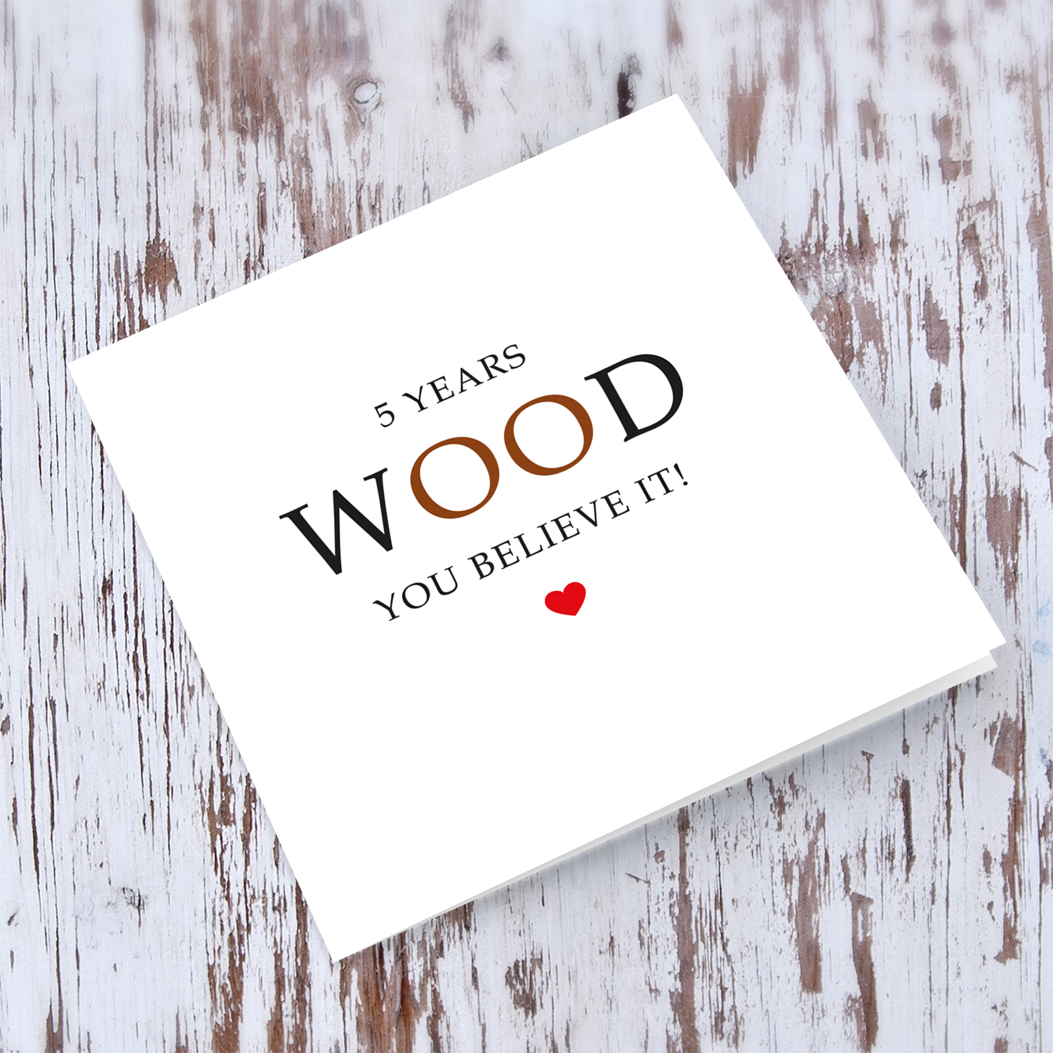 5 years wedding anniversary card in English