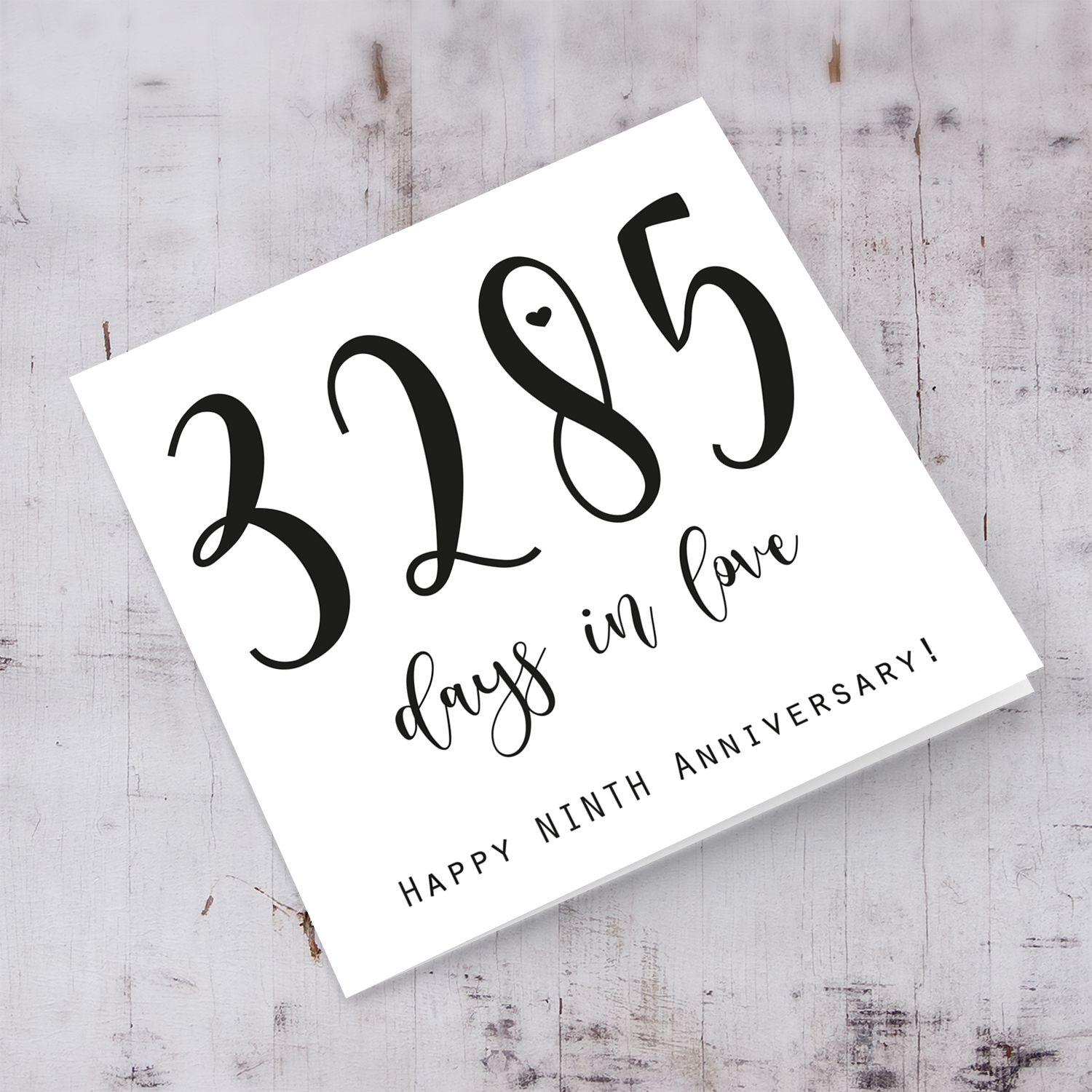 9th year anniversary (minimalist design) 3285 days in love in English