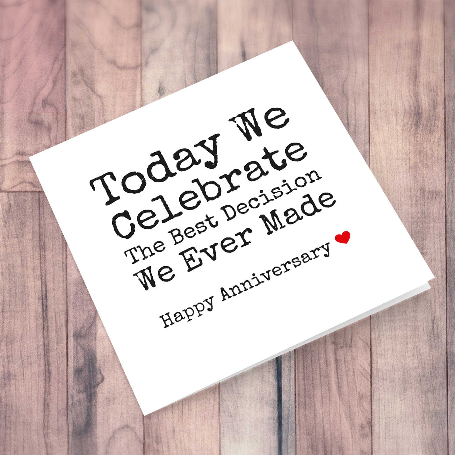 Anniversary card for wife or husband with red heart in English
