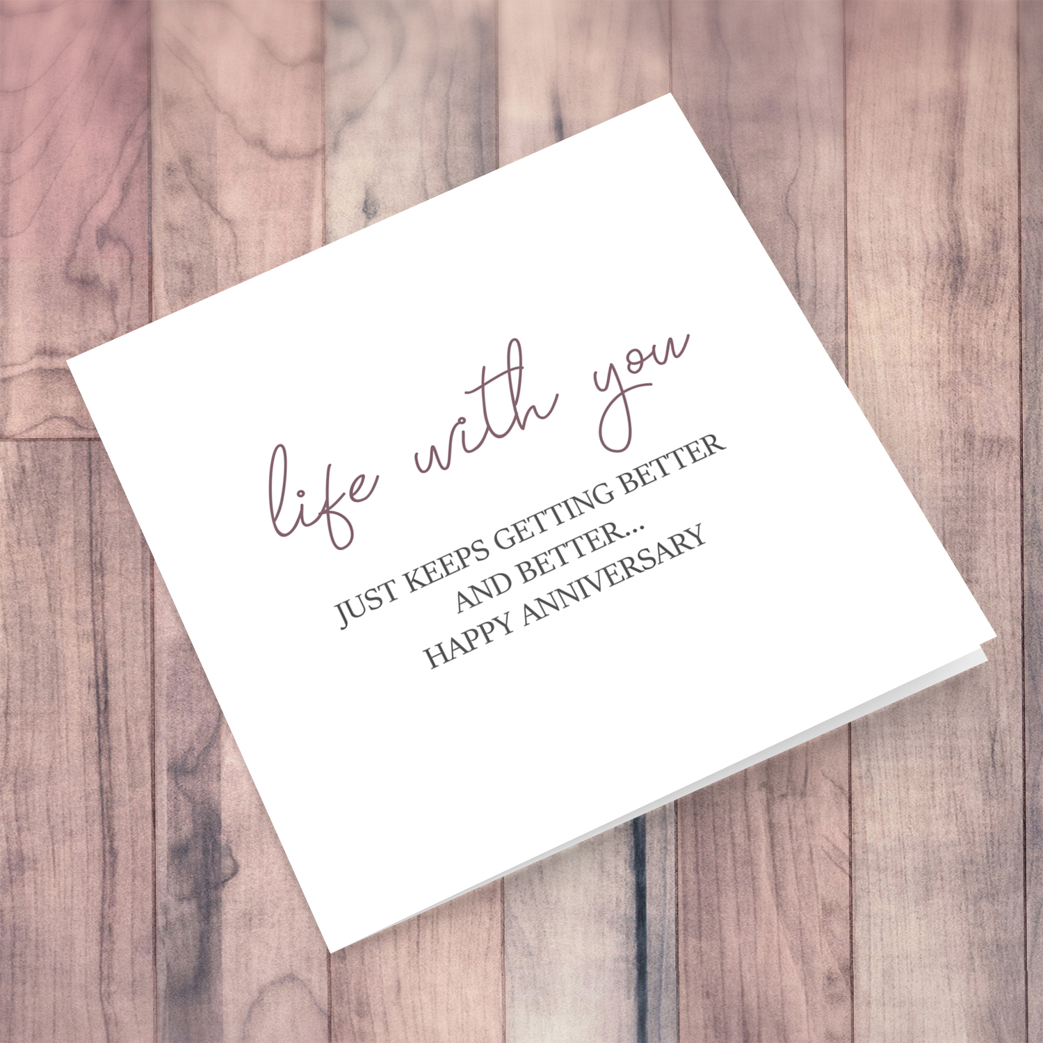 Life with you - Minimalist anniversary card for wife / husband / partner / boyfriend / girlfriend in English