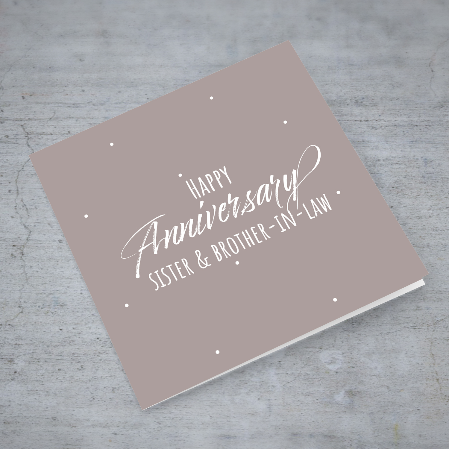A minimalist Anniversary card for Sister & Brother-in-law in taupe background in English
