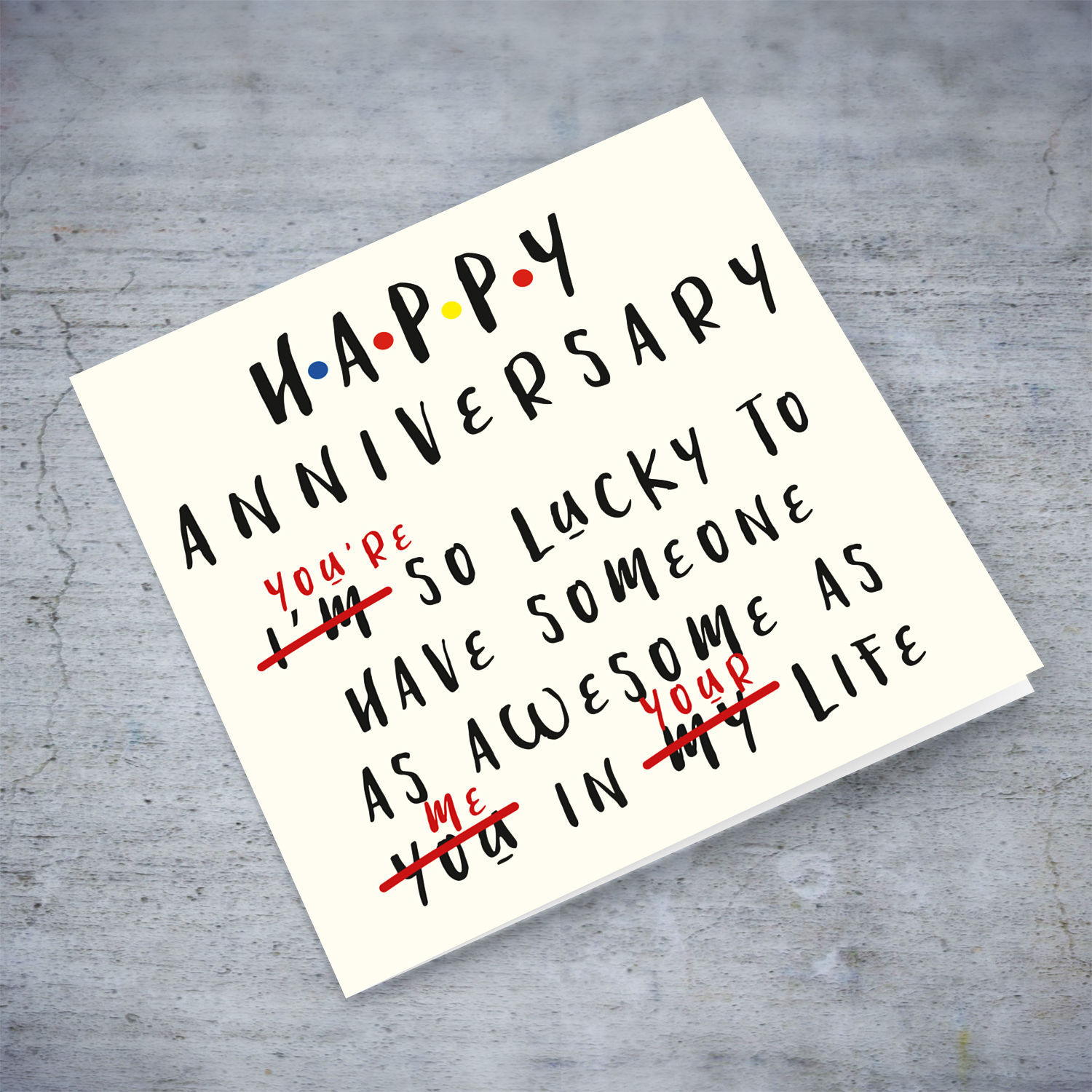 Funny Anniversary Card to give to your loved one in English