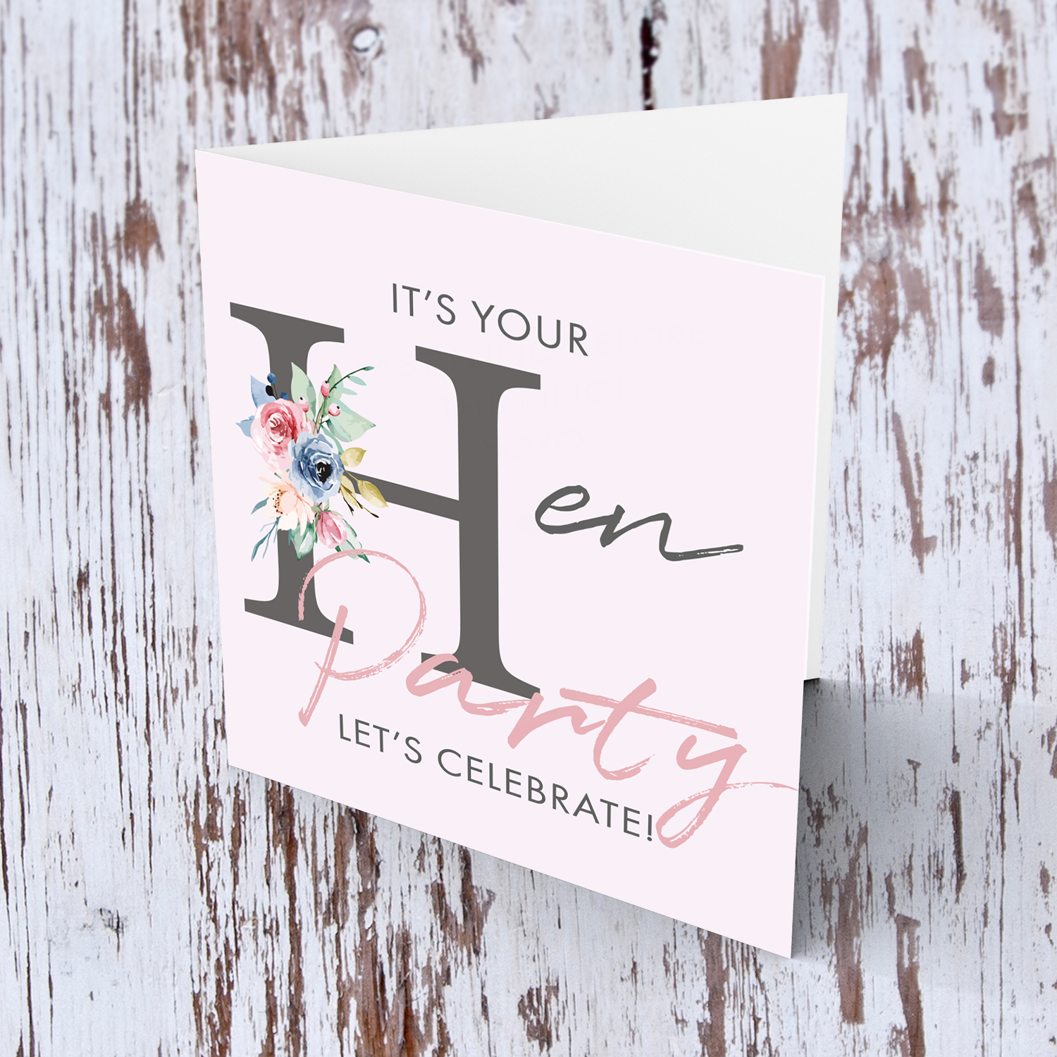 Light pink background with floral on Wording in English