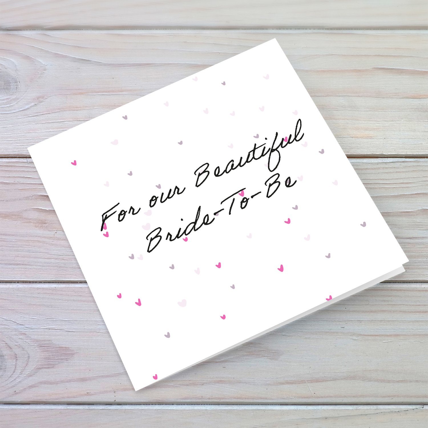 Cute and petite Hen party card for the beautiful bride to be with scattered hearts in English