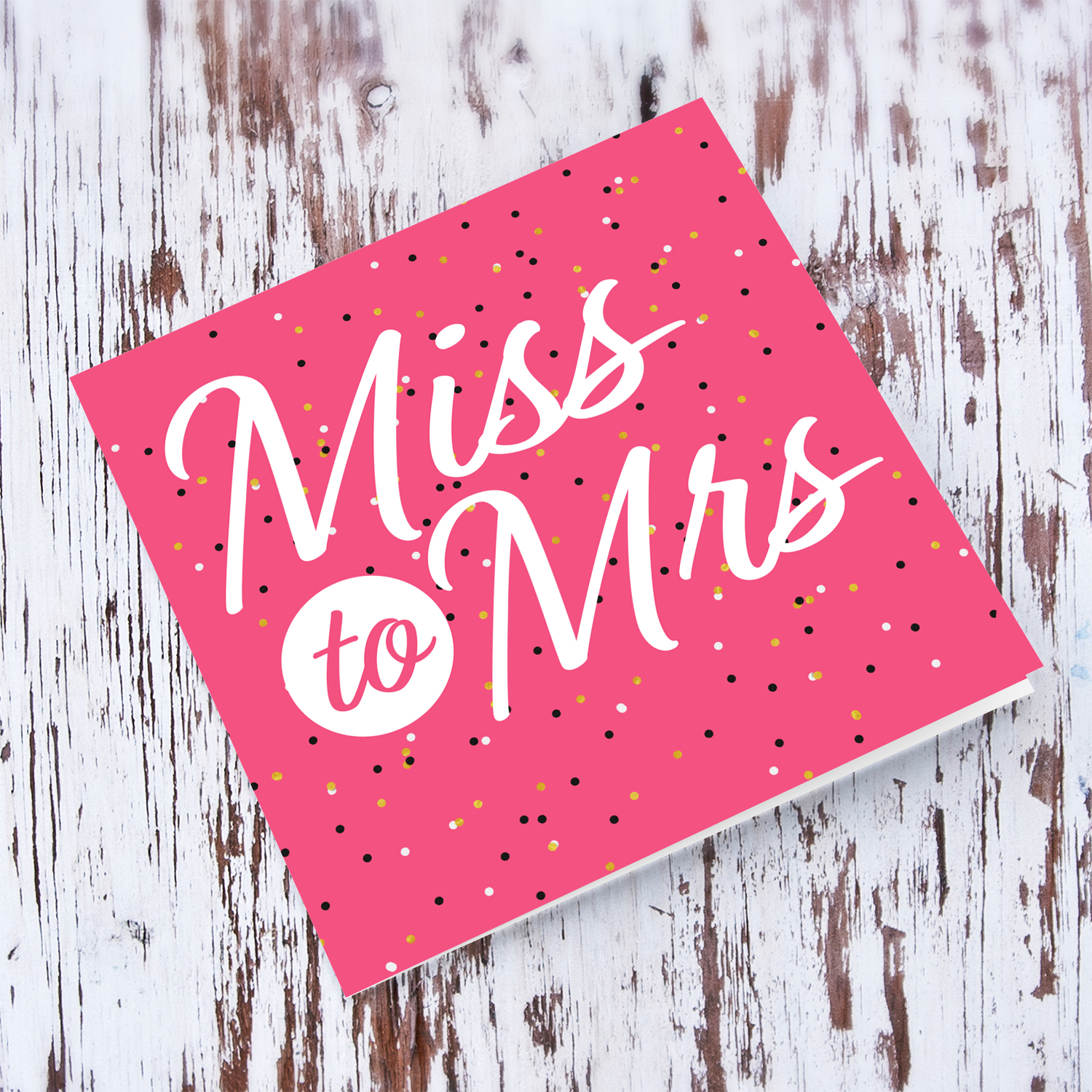 From Miss to Mrs pink with sparkles hen party card in English