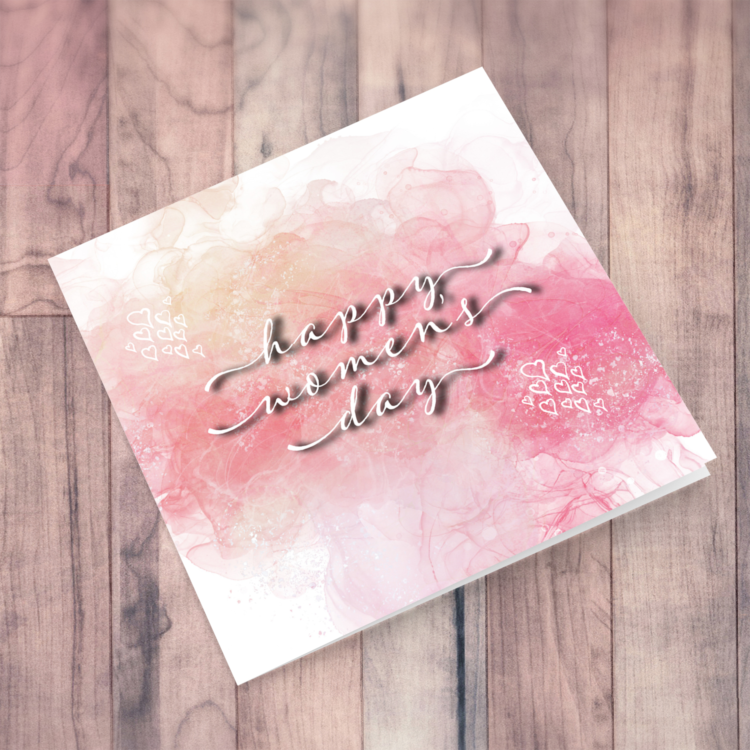 Happy women's day in pink background and hearts in English