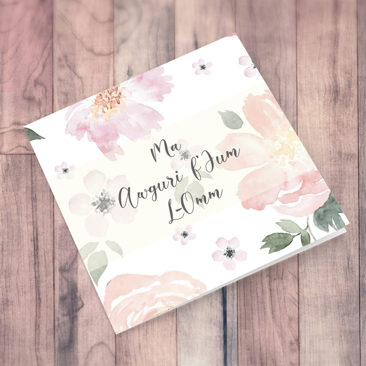Pink soft floral background Mother's Day Card in Maltese