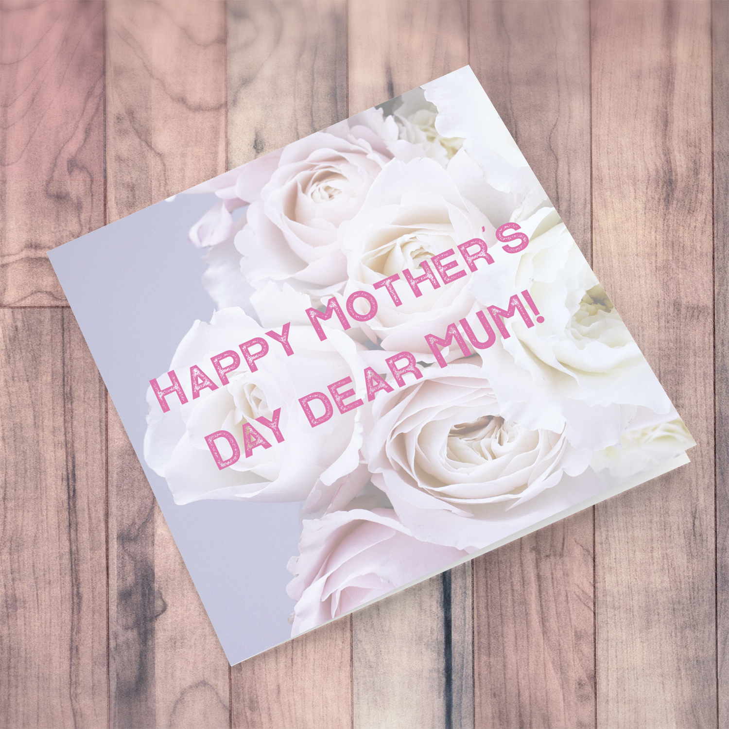 Roses themed mother's day card in purple and pink hues in English