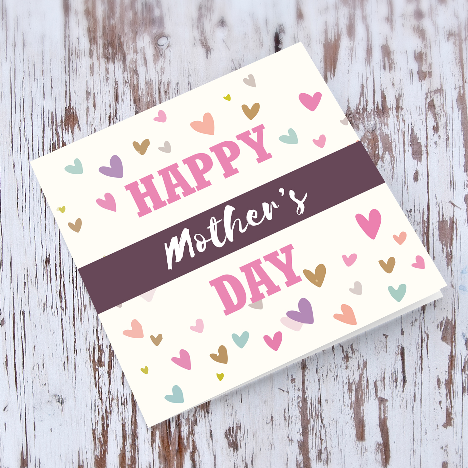 Heart themed Mother's Day card in English for Mum