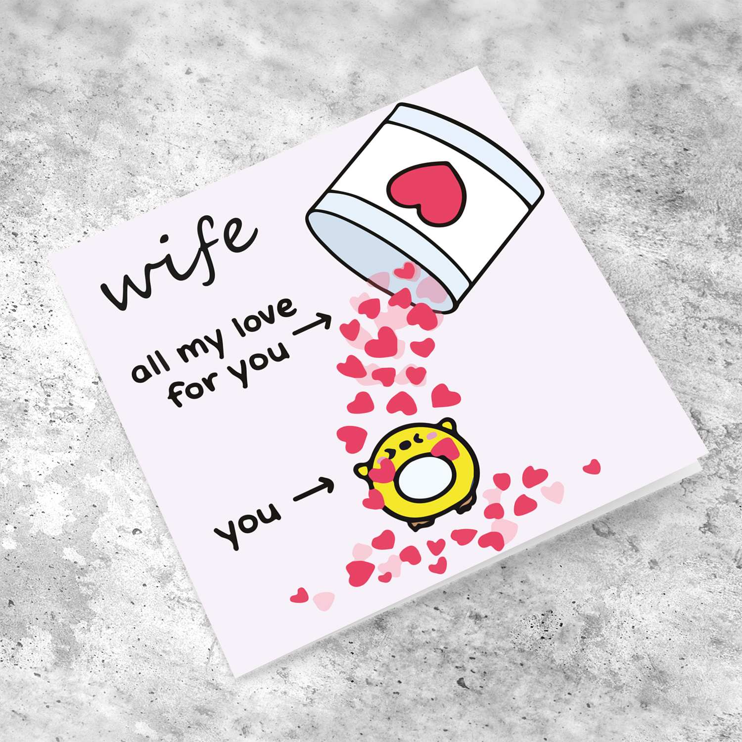 Wife mother's day card with falling hearts