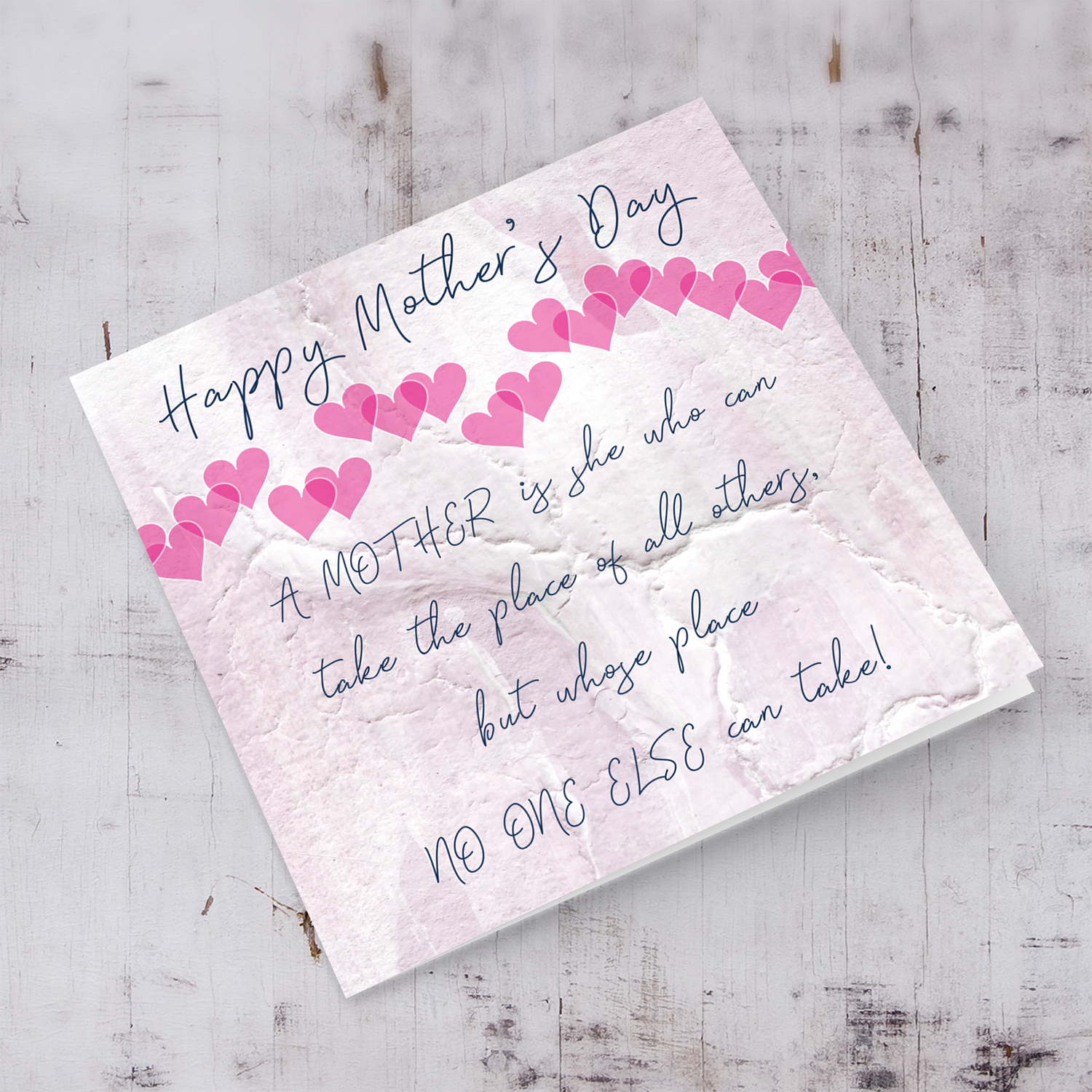 Pink marbled background Mother's Day Card in English