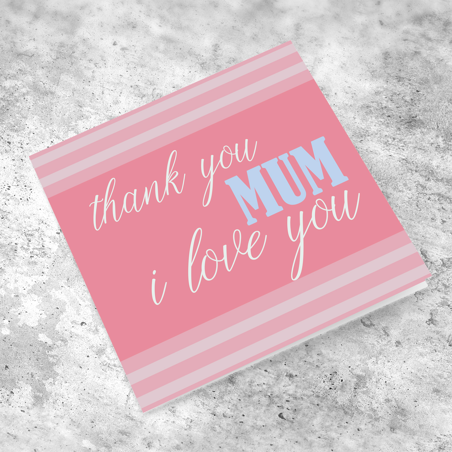 Pink background with stripes Mother's Day Card in English