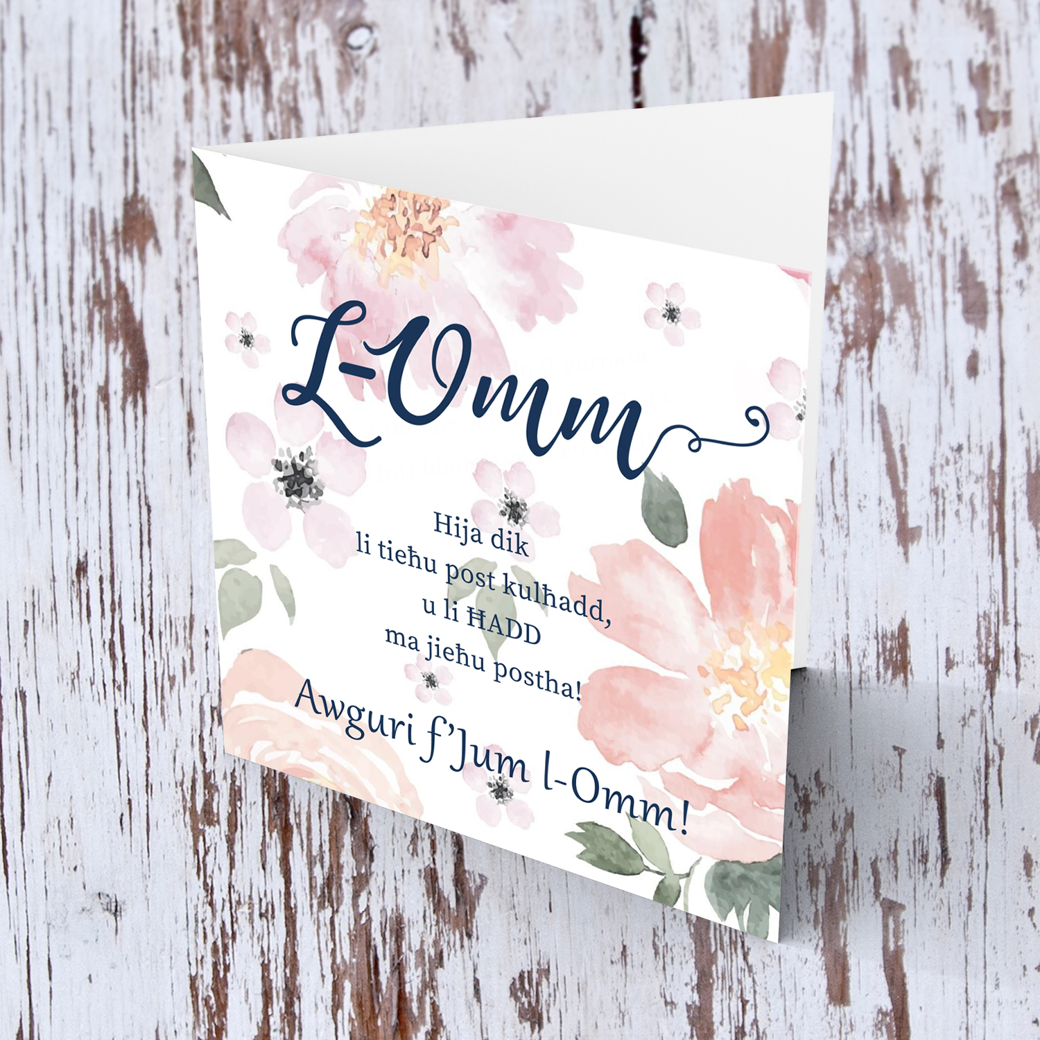 Pastel floral background Mother's Day Card in Maltese