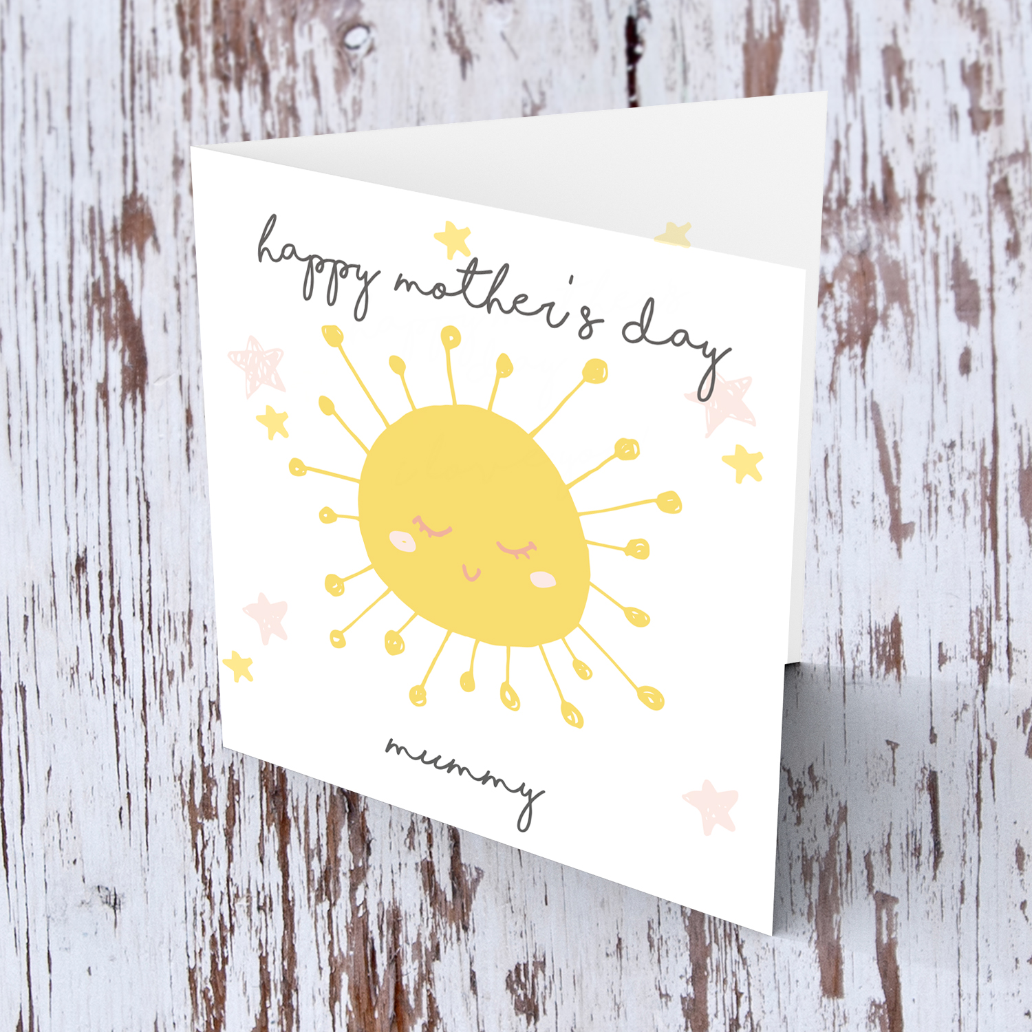Cute sun with stars mother's day card in English