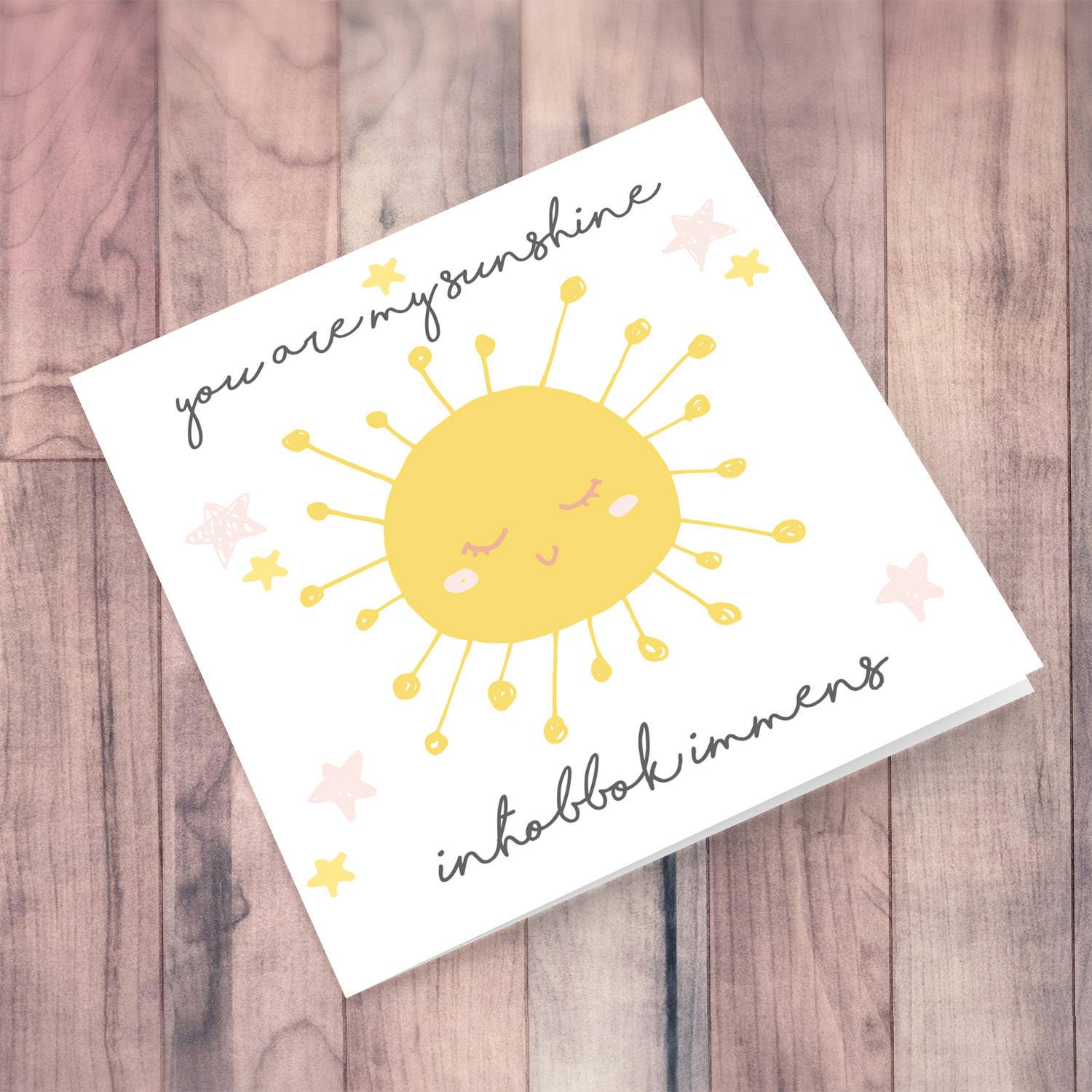 Cute sun with stars mother's day card in English and Maltese