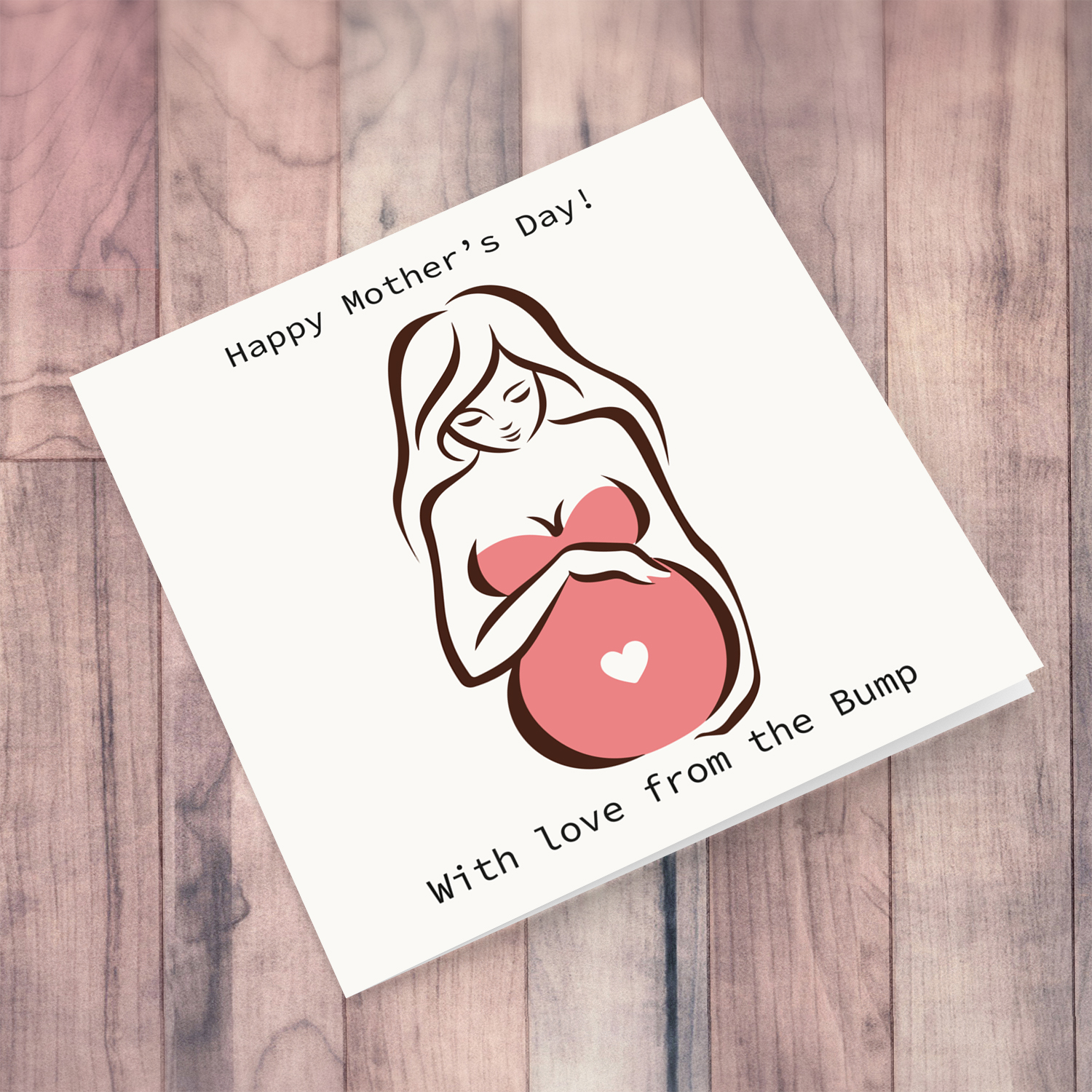 Mummy to be Mother's Day card with heart on bump in English