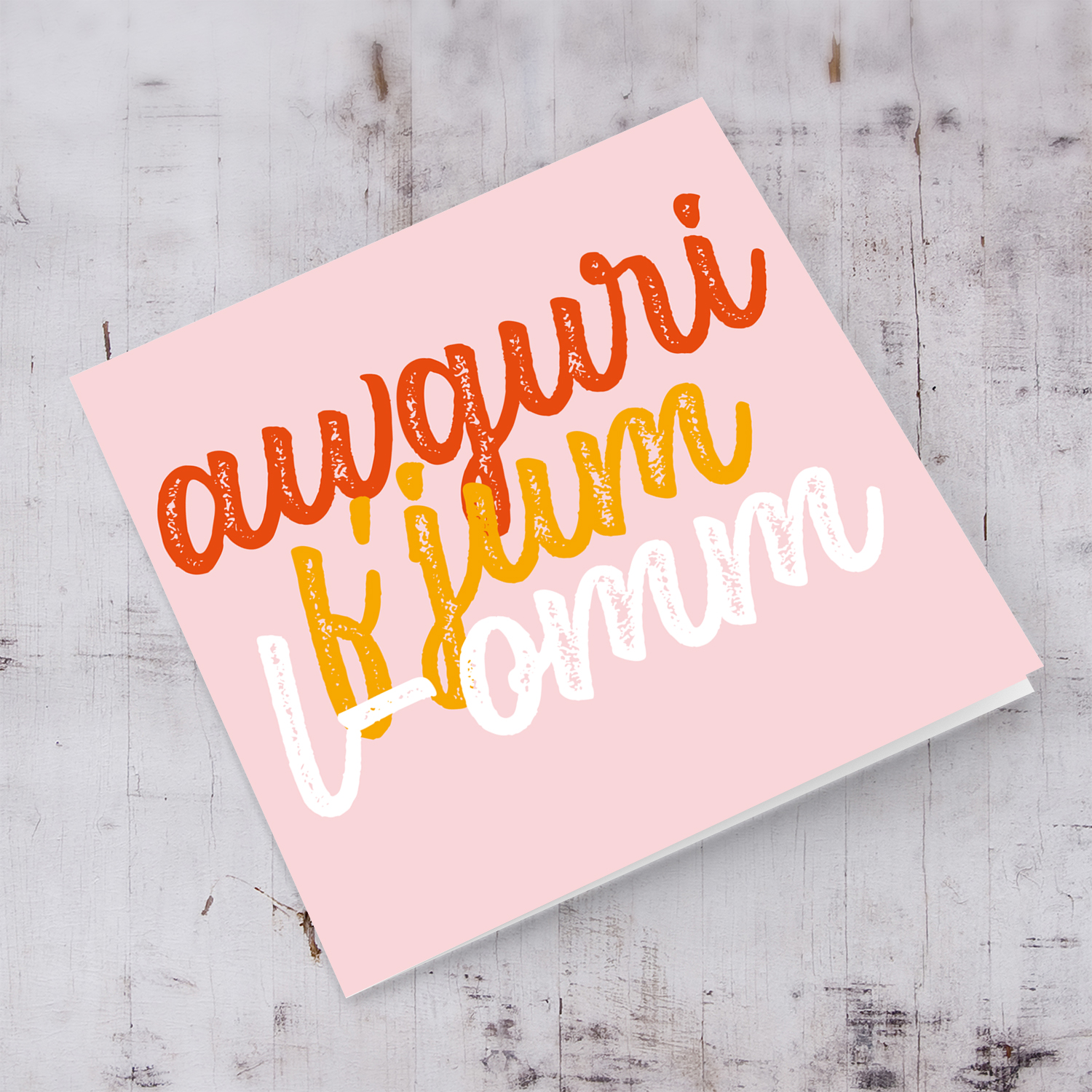 Pink background with red orange and white wording Mother's Day card in Maltese