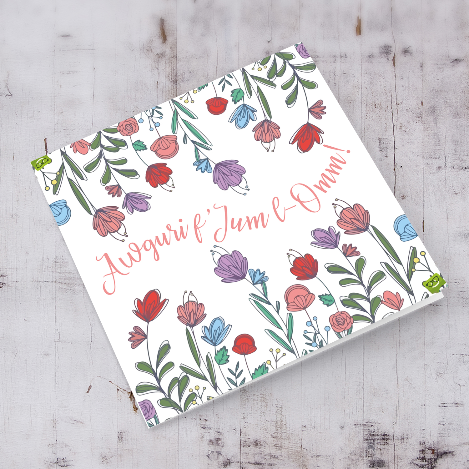 Colourful flowers themed Mother's Day Card in Maltese