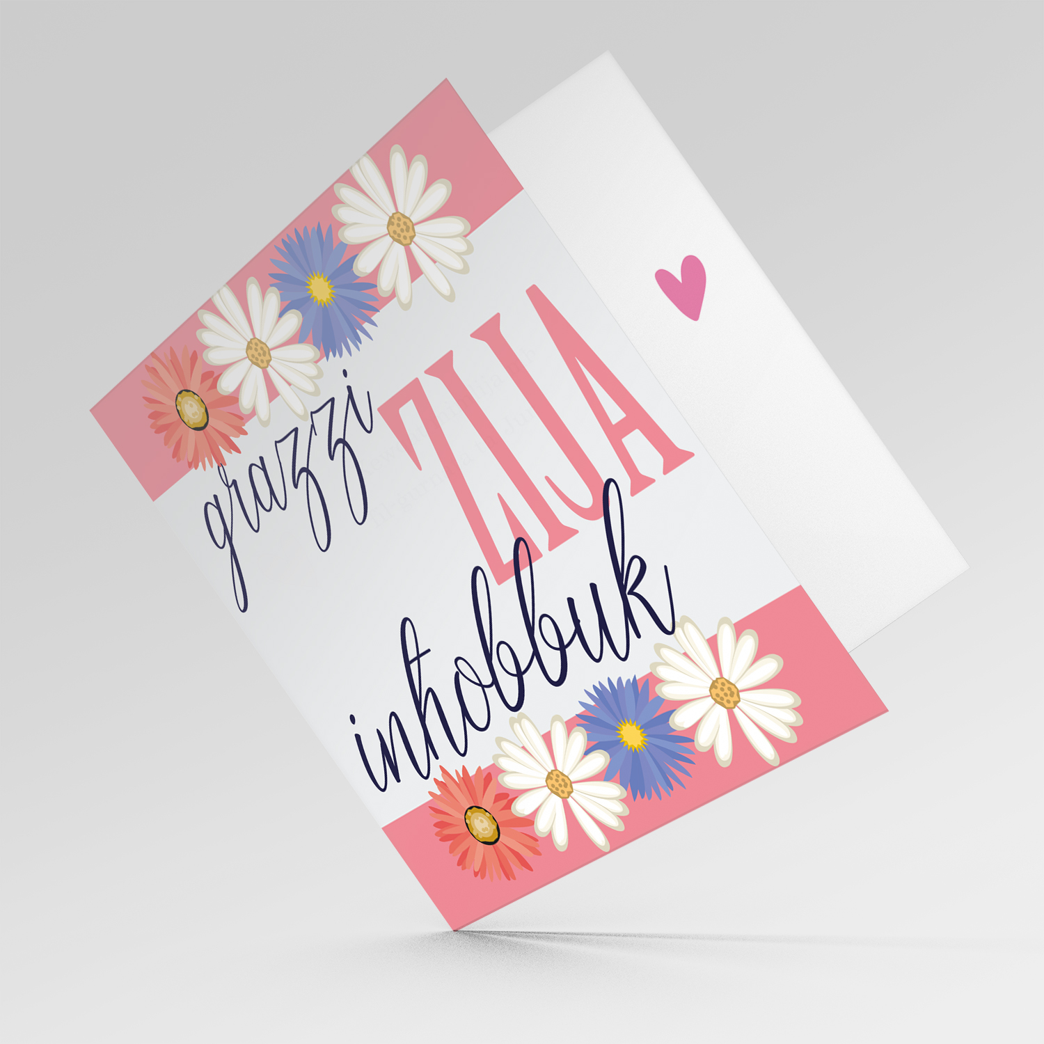 Floral themed mother's day card for Aunty in Maltese