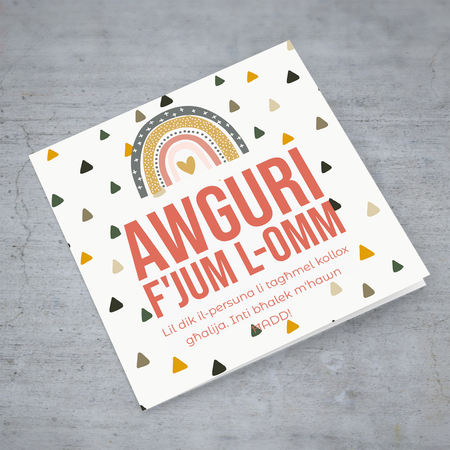 Rainbow themed mother's day card for mum in Maltese