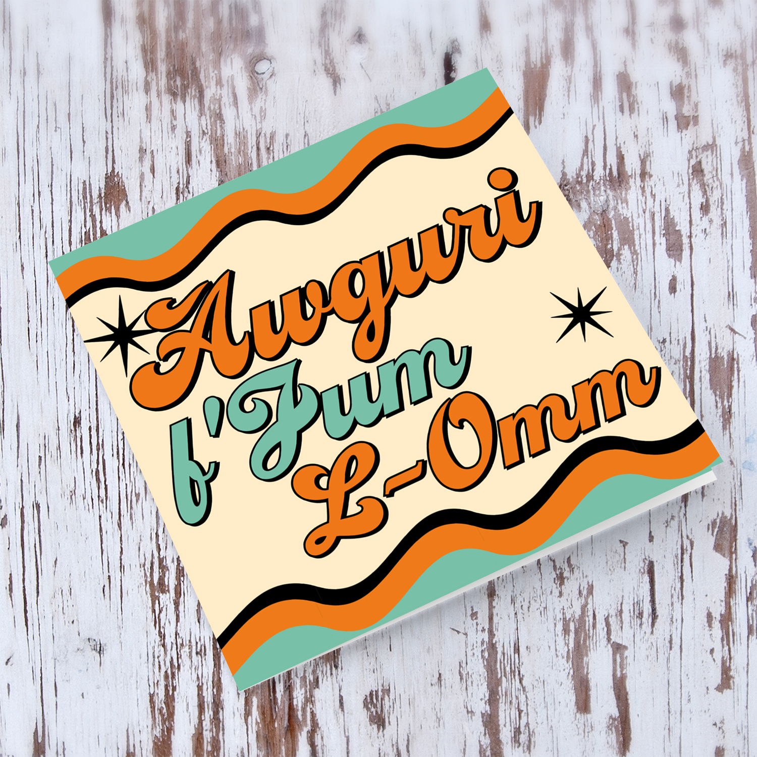 Retro themed mother's day card in Maltese