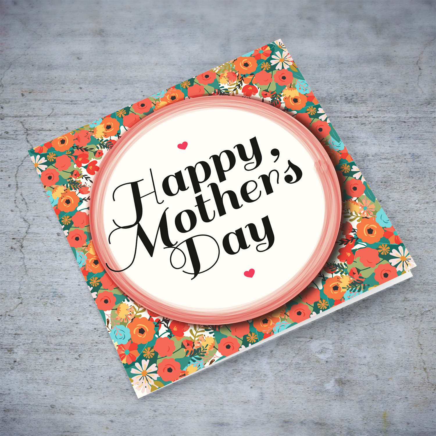 Colourful floral mother's day card in English 