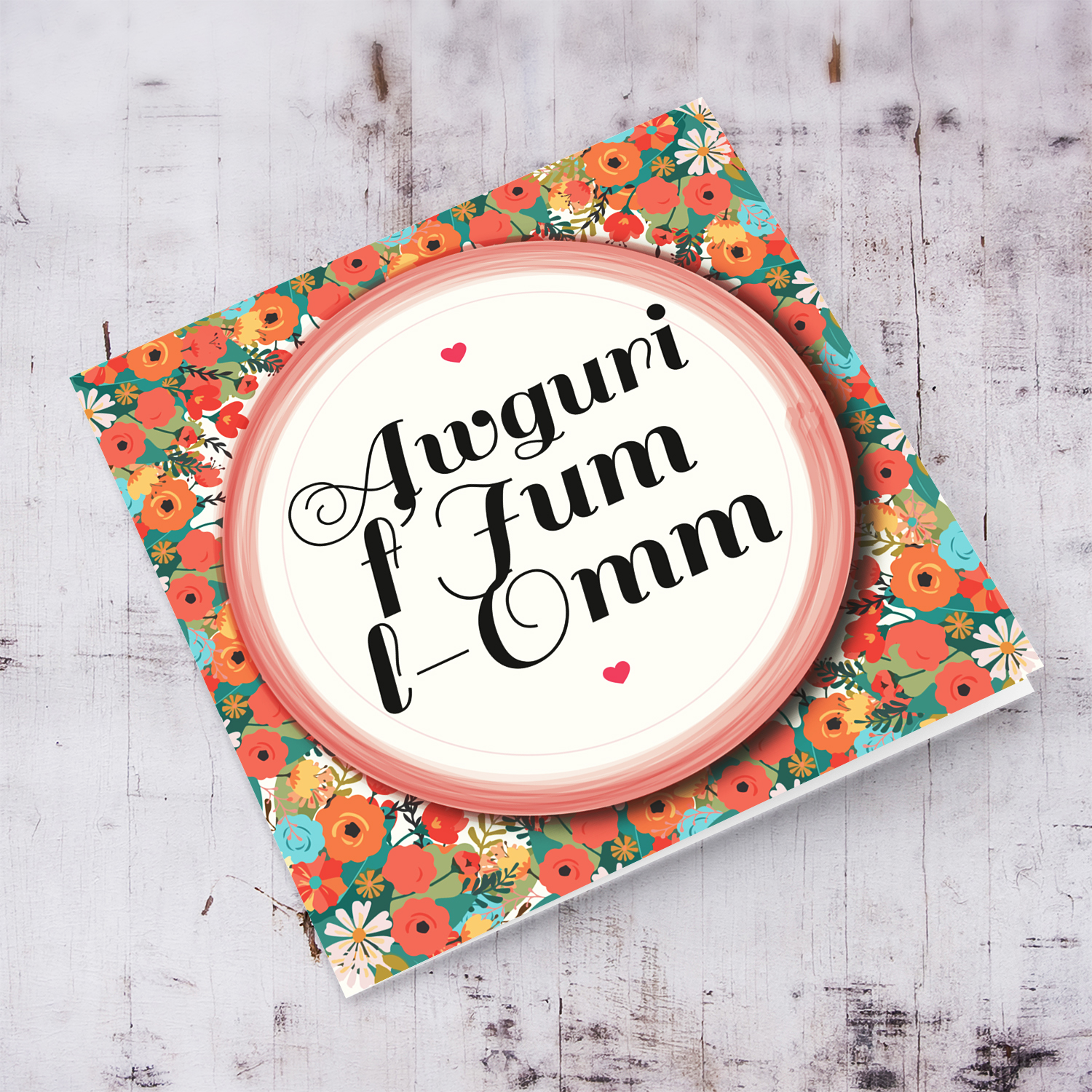 Colourful floral mother's day card in Maltese