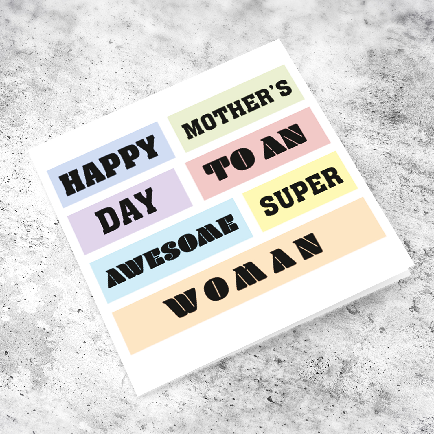 Colourful, modern mother's day card in English