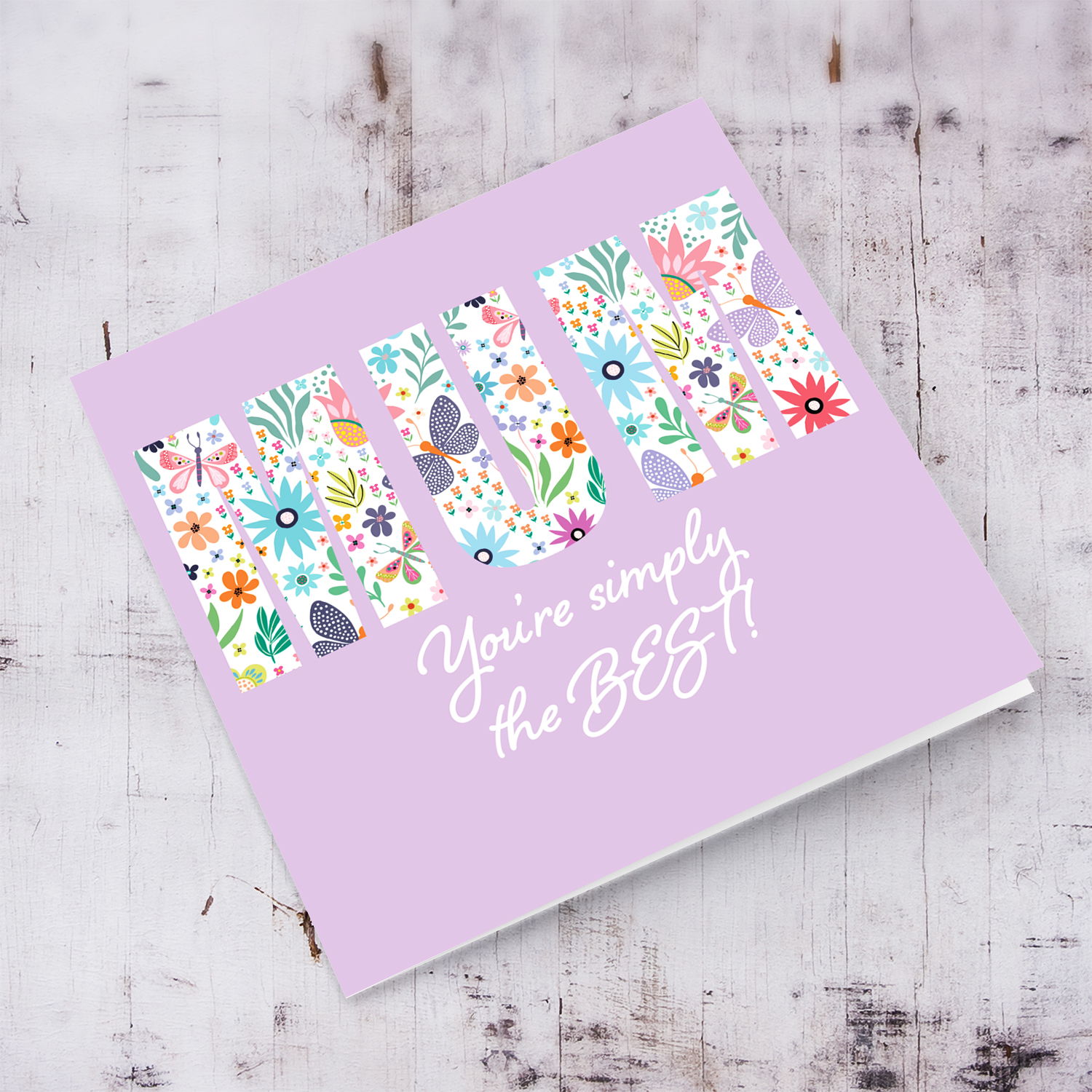 Flowery text MUM - mother's day card in English