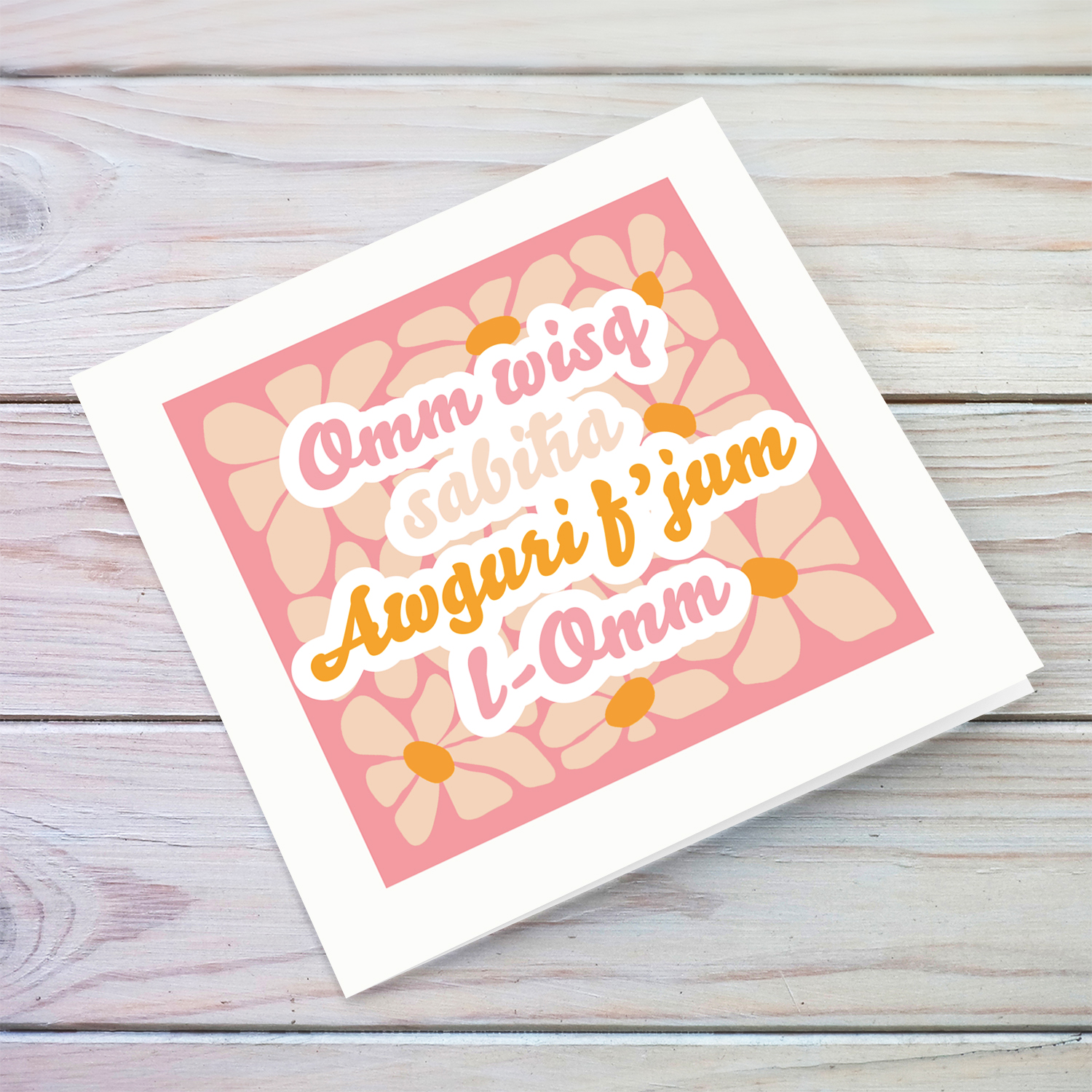 Flower themed mother's day card for a beautiful Mum - in Maltese
