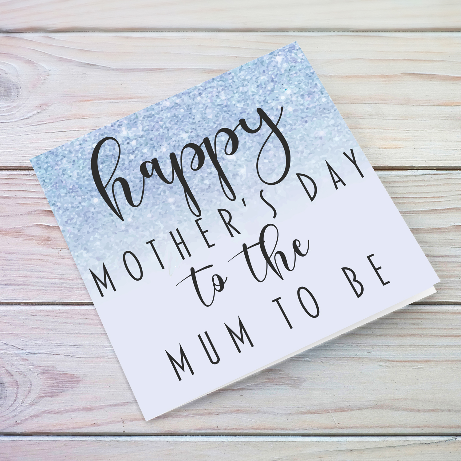 Light blue background mother's day card for mum to be in English