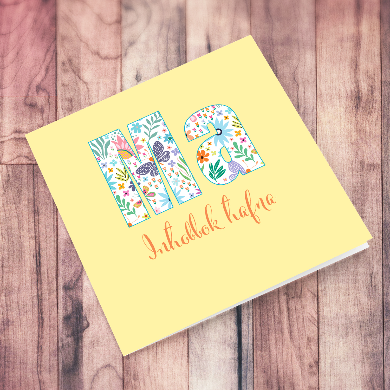 Flowery text and light yellow background - love you loads card for mum in Maltese
