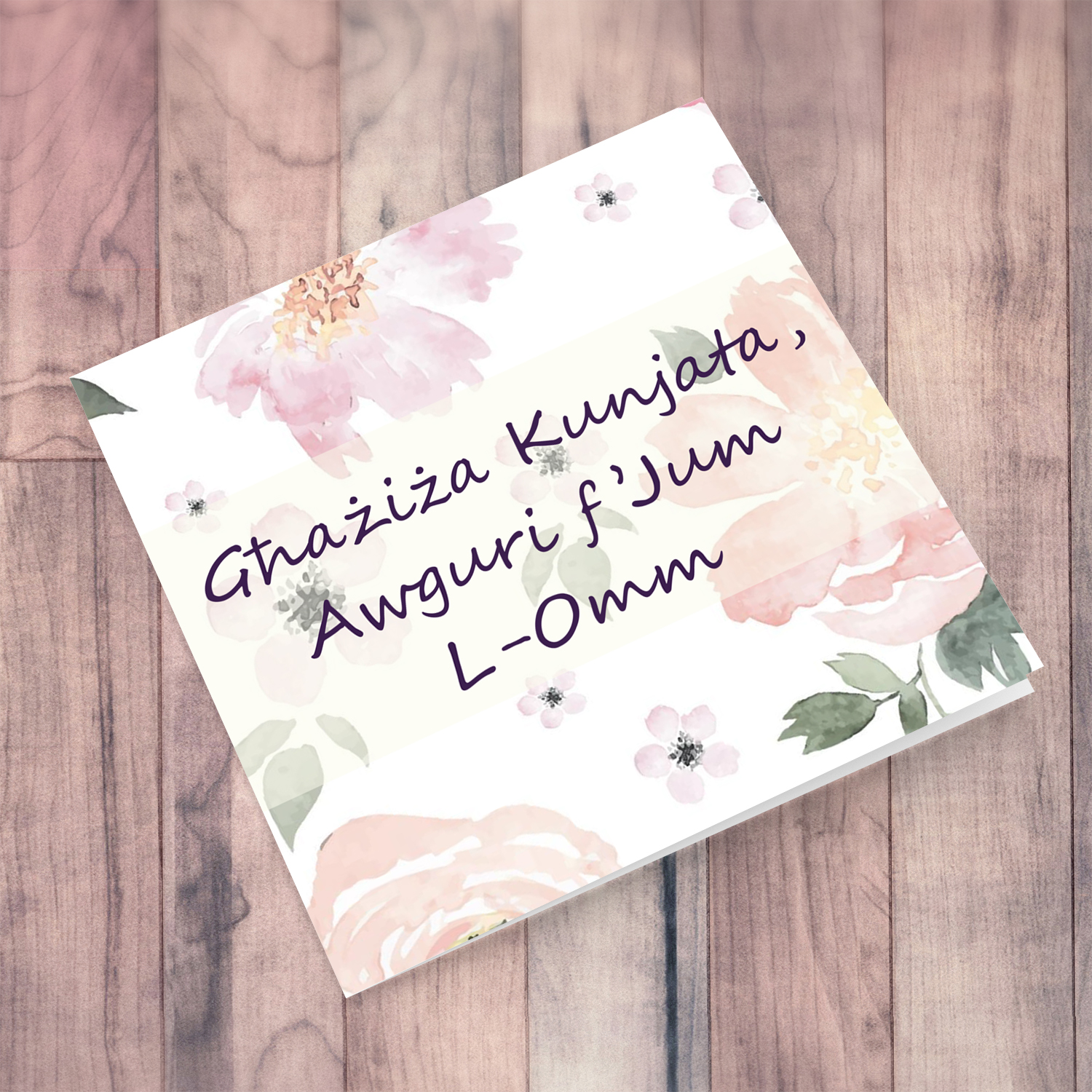 Soft Floral background mother's day card for mother in law in Maltese