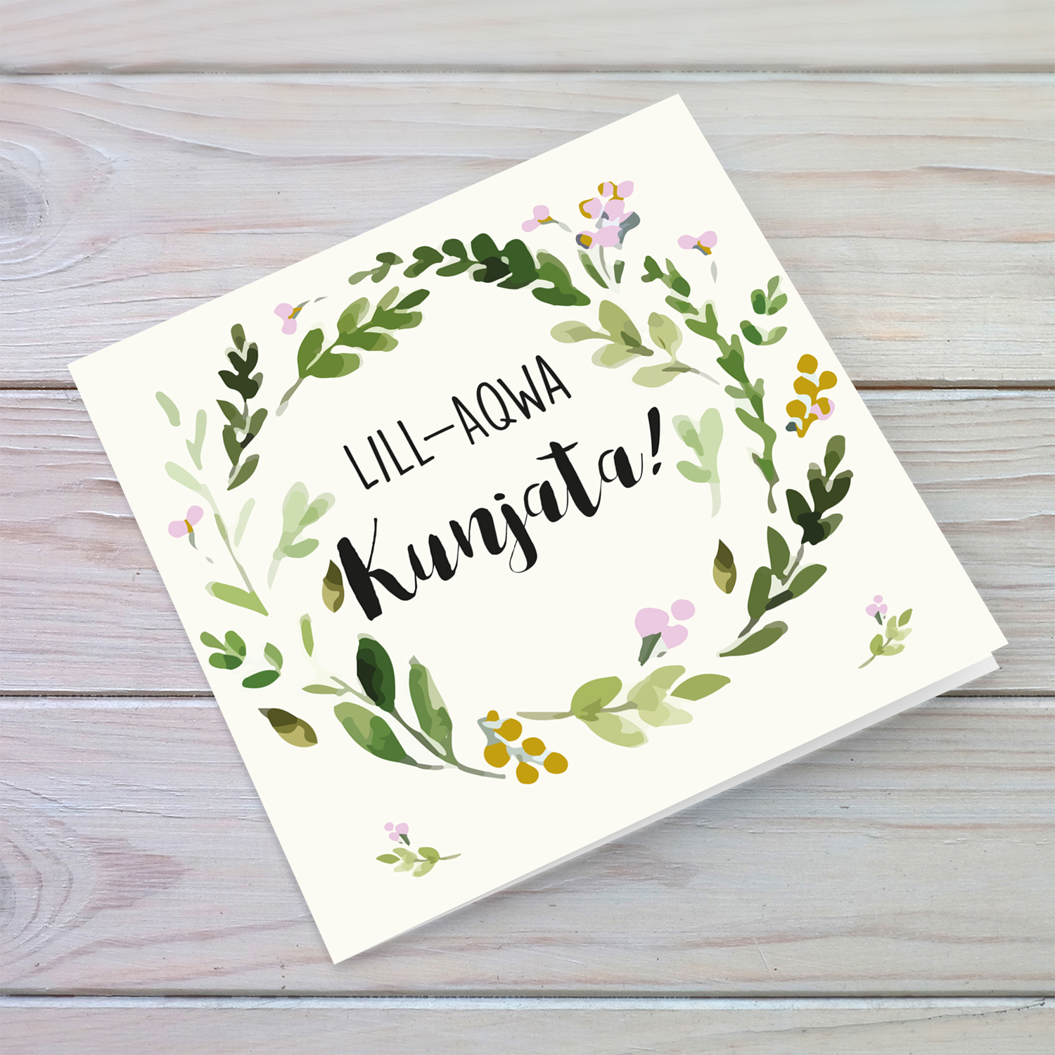 Floral wreath in pink and gold tones Mother's Day Card in Maltese for Mother in law